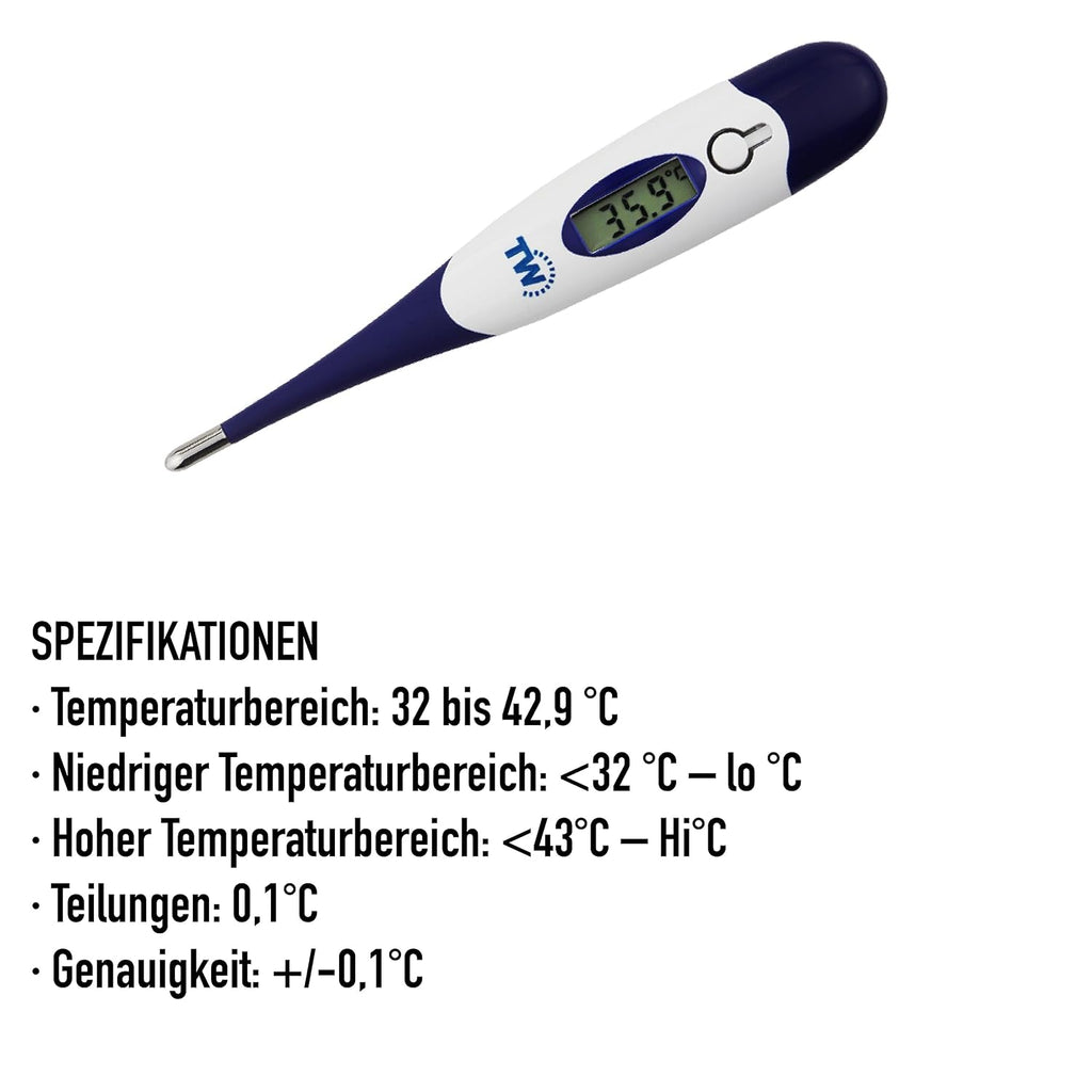 Digitales Haustierthermometer fuer Hund Katze Pferd mit flexibler Sonde