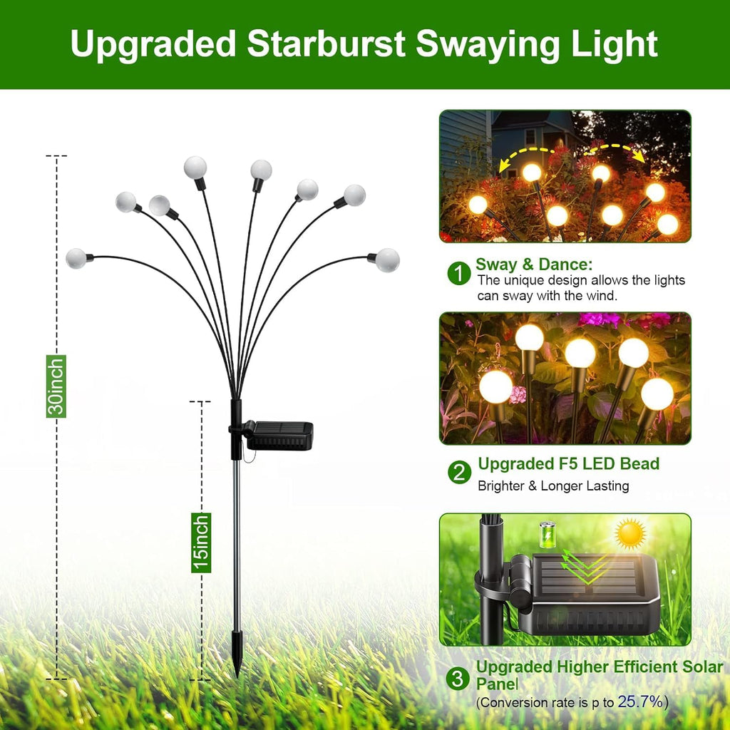Kizozo Solarlampen 4er Set Garten Aussen 10 LED warmweiss IP65 wasserdicht
