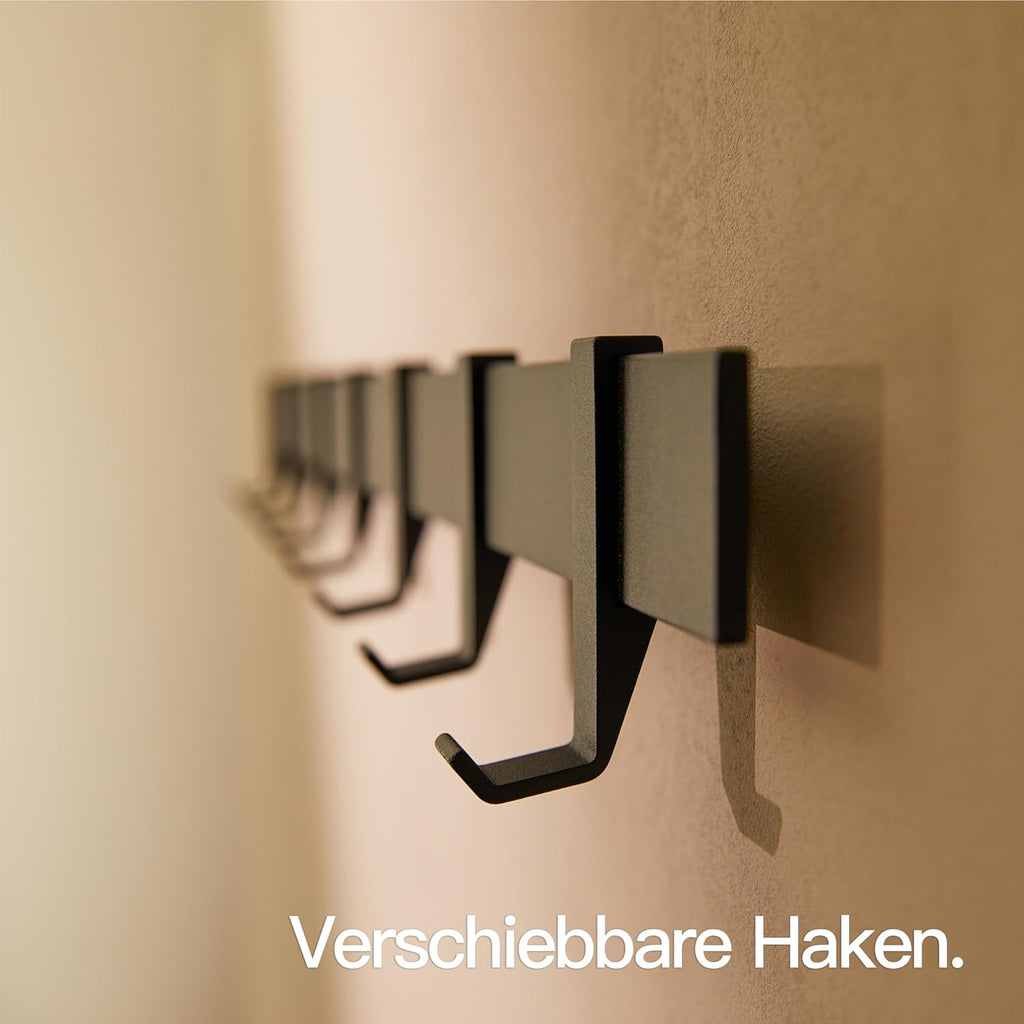 Designfabrik Garderobe Metall weiss 58cm-80cm bewegliche Haken Wand