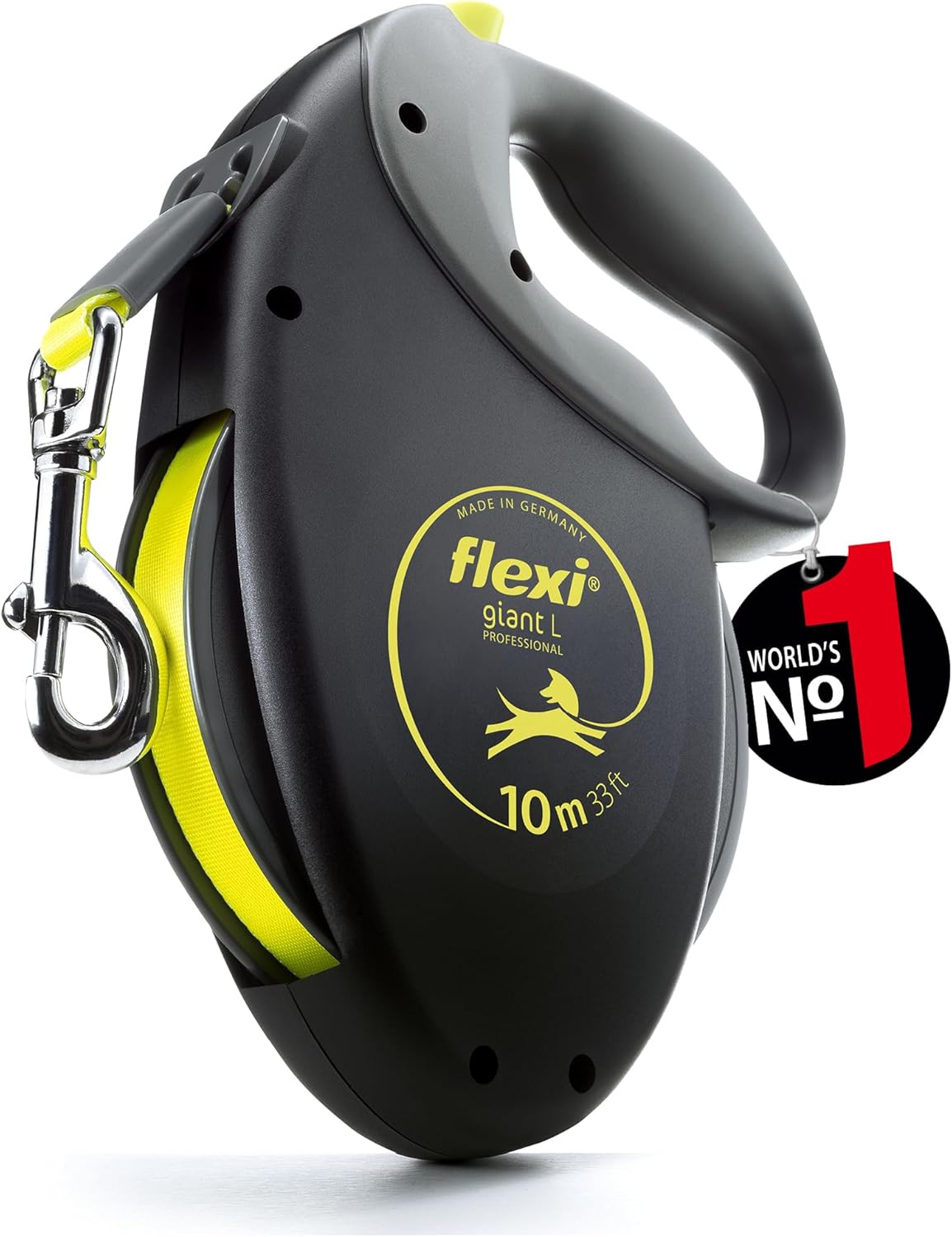 ausziehbare Hundeleine 8-10m Gurt Roll-Leine bis schwarz/neon-gelb