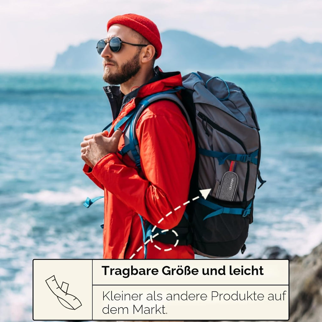 Quatish Campingbesteck 5-teilig aus Edelstahl mit Etui Schwarz