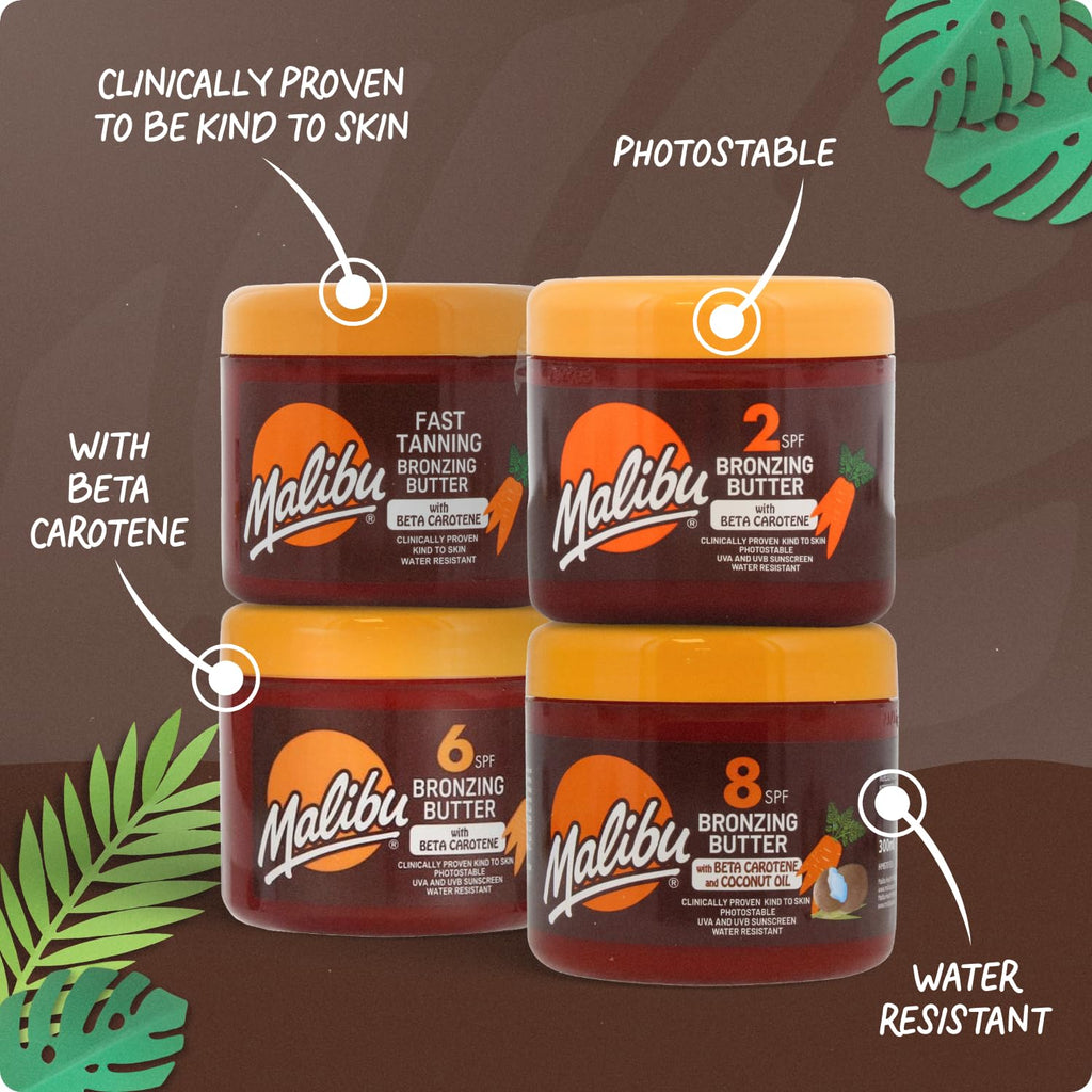 Malibu Fast Tanning Koerperbutter 300 ml mit Beta‑Carotin, wasserfest