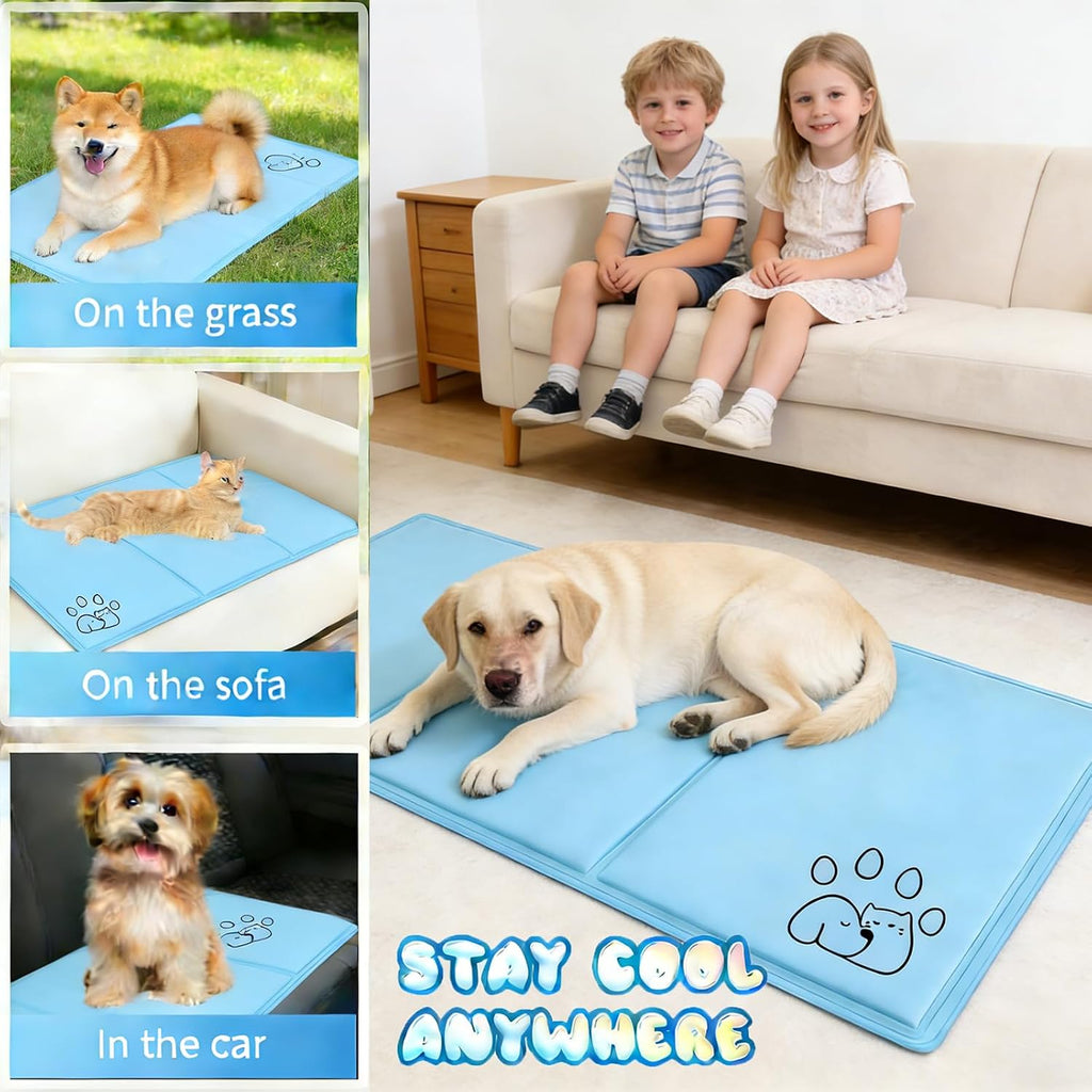 Kuehlmatte Hund Katze 90x50 cm selbstkuehlend waschbar faltbar kratzfest