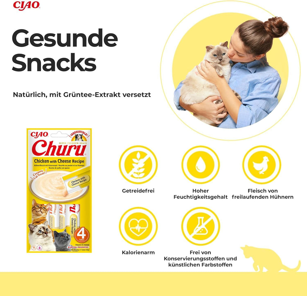 INABA Churu cremige Katzenleckerlies Thunfisch Tube, 30% Fisch, getreidefrei