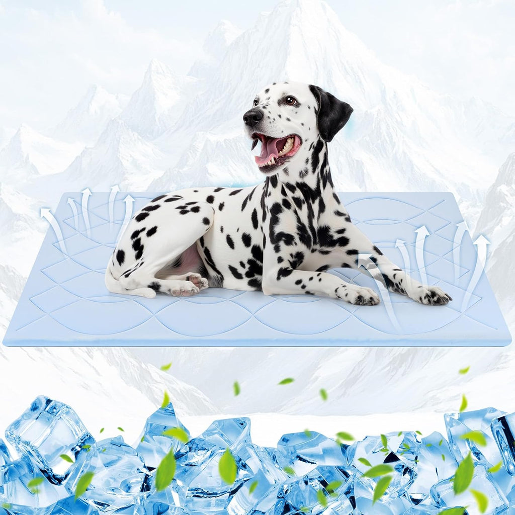 Hundekühlmatte 71×122 cm L wendbar kühl & warm ohne Gel Blau Grau 2cm