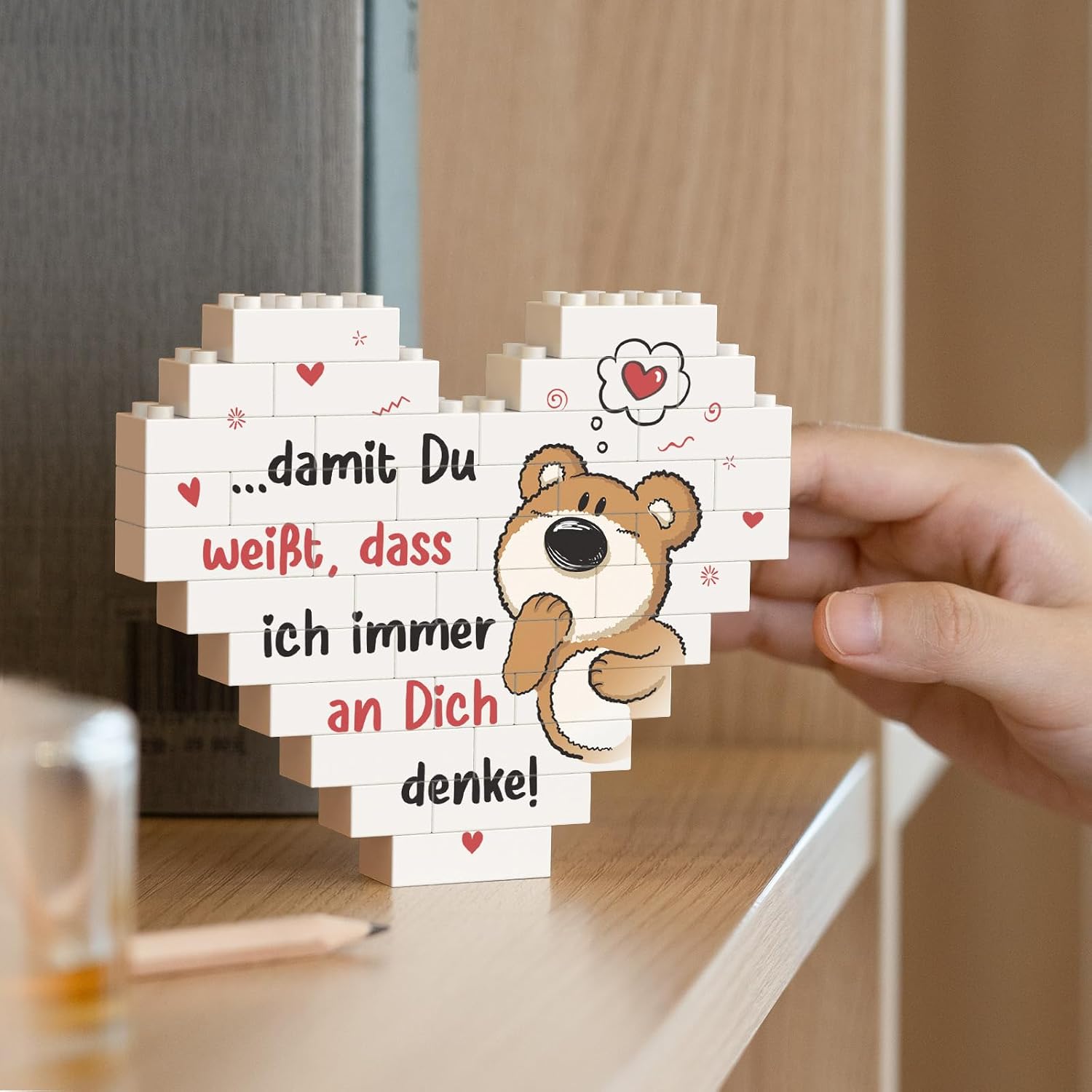 Herzdekoration Ich liebe dich Geschenk fuer Paare Valentinstag Jahrestag