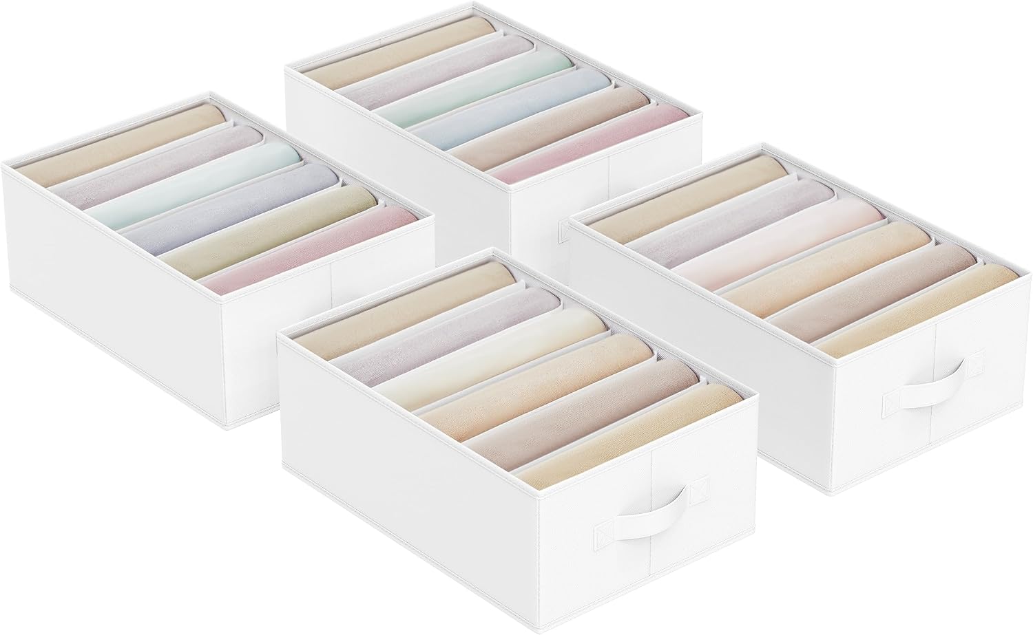 SONGMICS Kleiderschrank Organizer 4er Set Aufbewahrungsbox 6 Faecher Schublade
