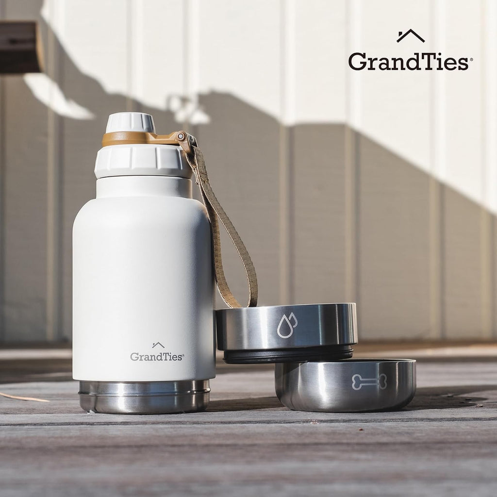 GrandTies tragbare Hundewasserflasche mit 2 abnehmbaren Naepfen, auslaufsi