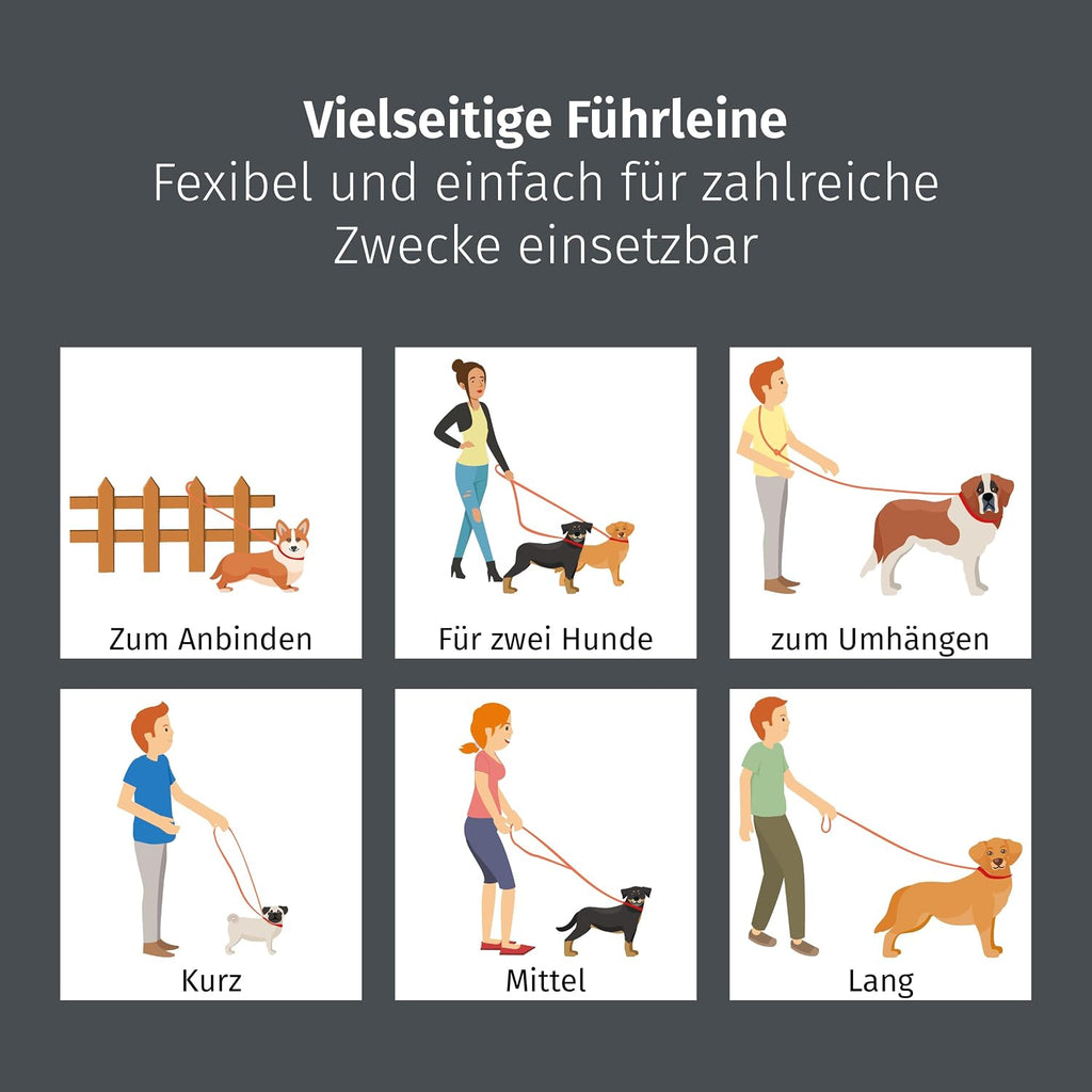 Floxik PVC Hundeleine verstellbar 2m-3m Schwarz - wasserfest schmutzabweisend