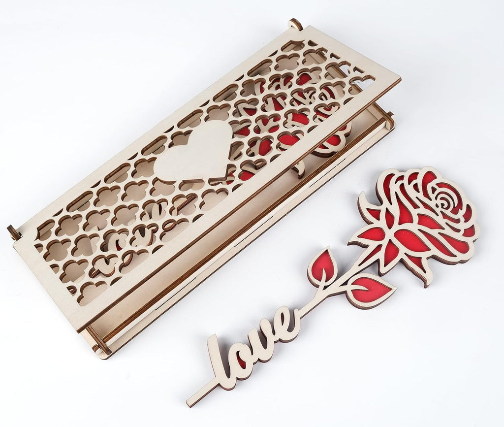 Love Holzrose rot Geschenk fuer Frauen Valentinstag Geburtstag