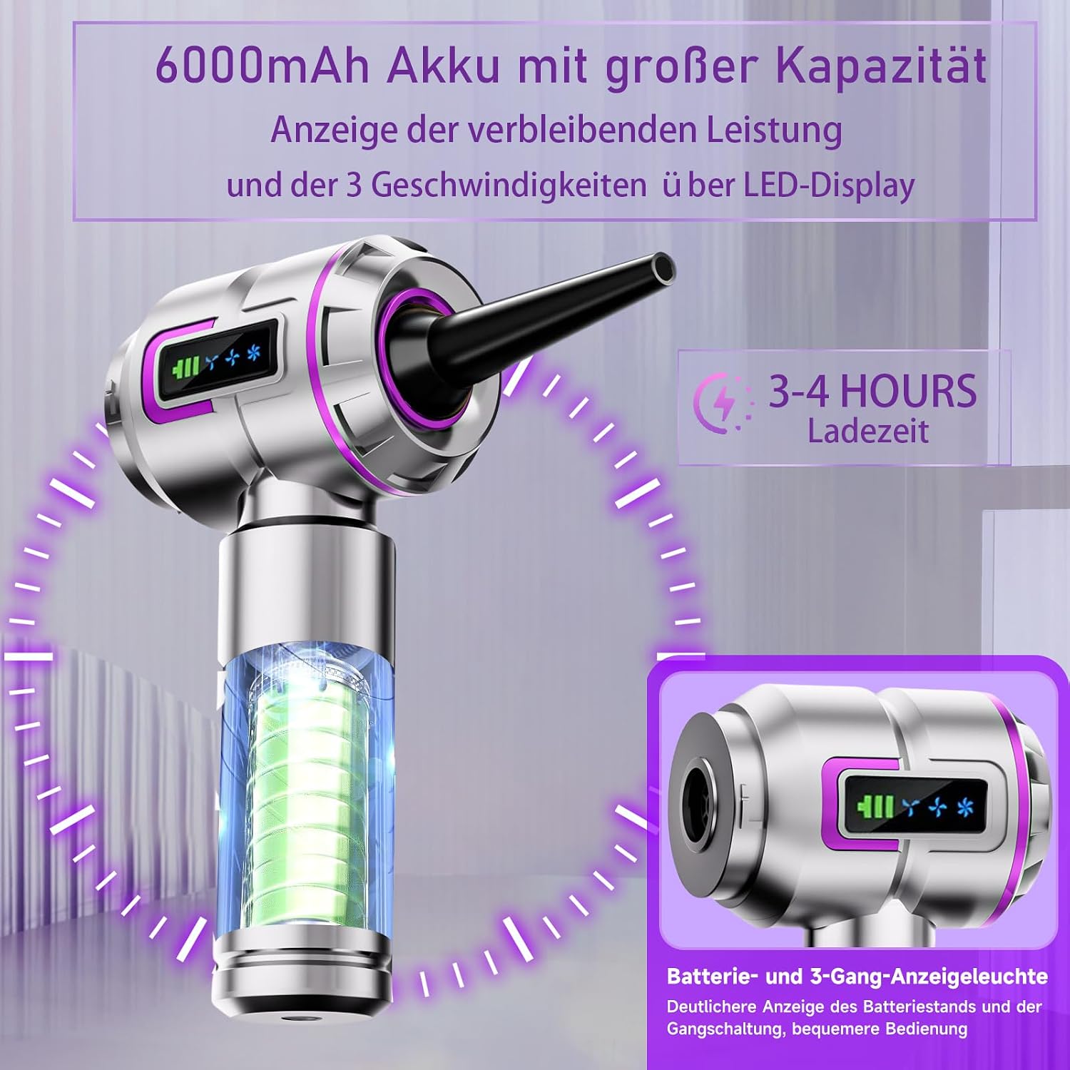 Akku-Handstaubsauger kabellos 27000 Pa Mini Autostaubsauger wiederaufladbar