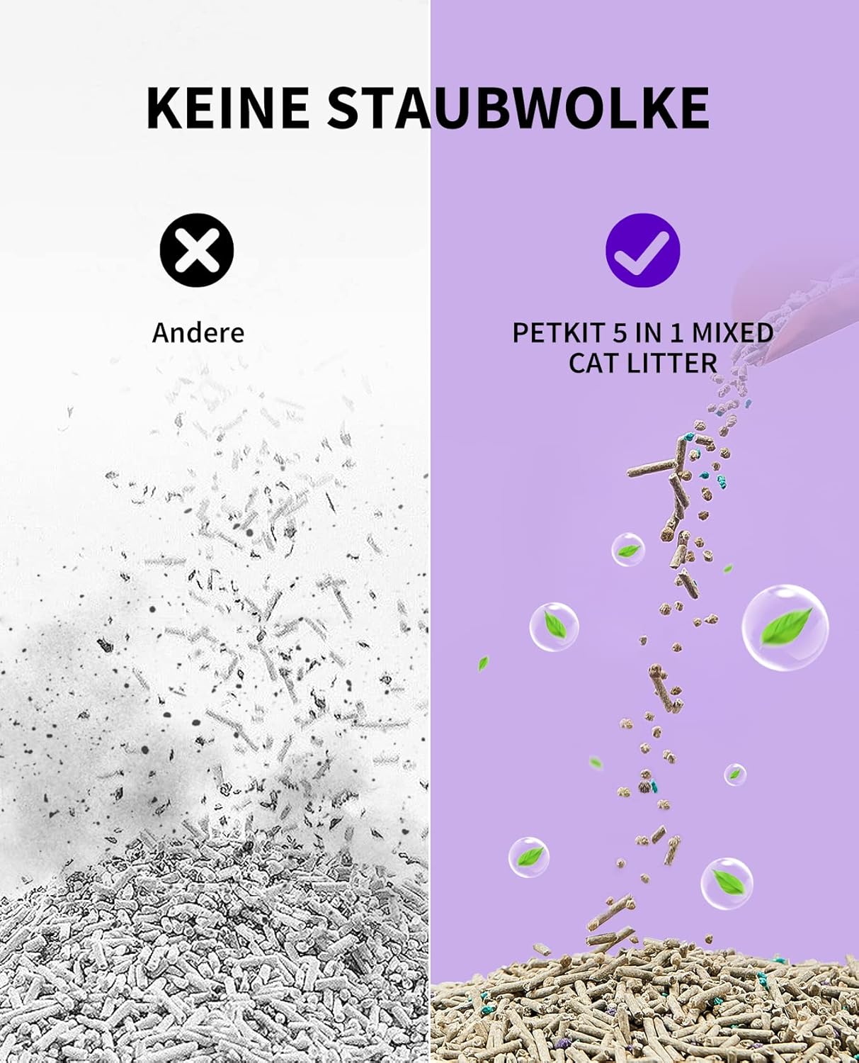 PETKIT Tofu Katzenstreu 5in1 4 Beutel spuelbar saugfaehig geruchsfrei