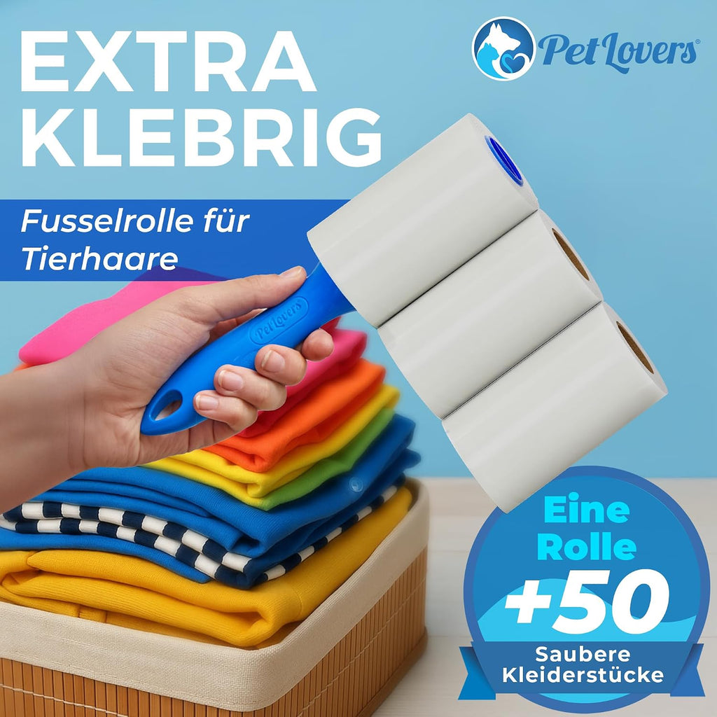 PetLovers Fusselrolle Tierhaare 420 Blatt klebend Fusselrasierer Kleidung