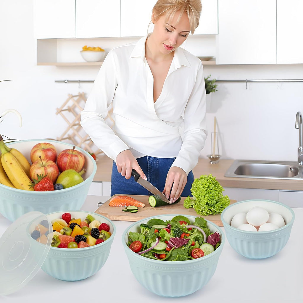 Ruehrschuessel Set 4-teilig 2L 3L 4L 6L Salatschuesseln Blau