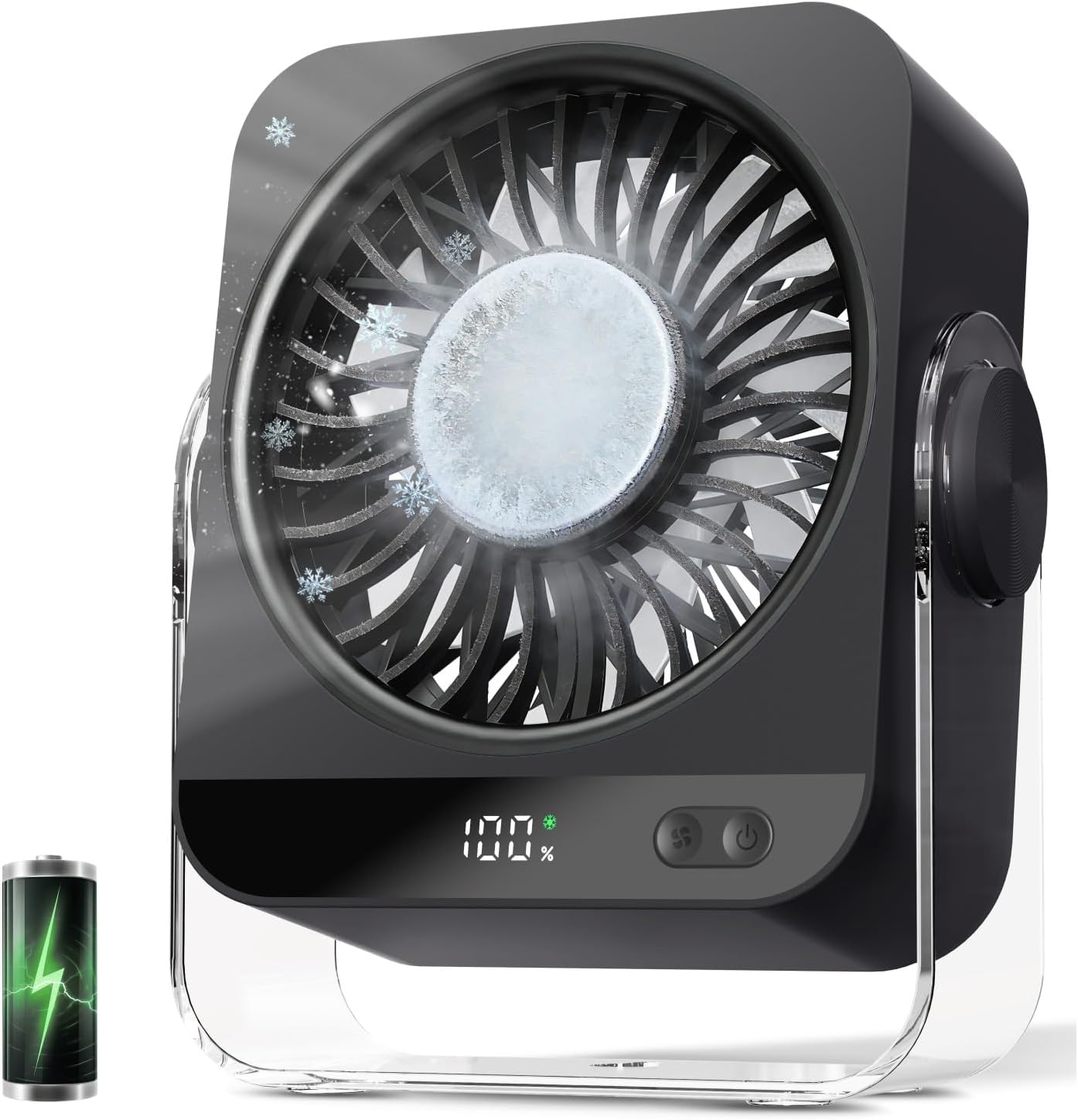 Tragbarer Mini Tischventilator Akku 4000mAh USB-C 5 Stufen Schwarz
