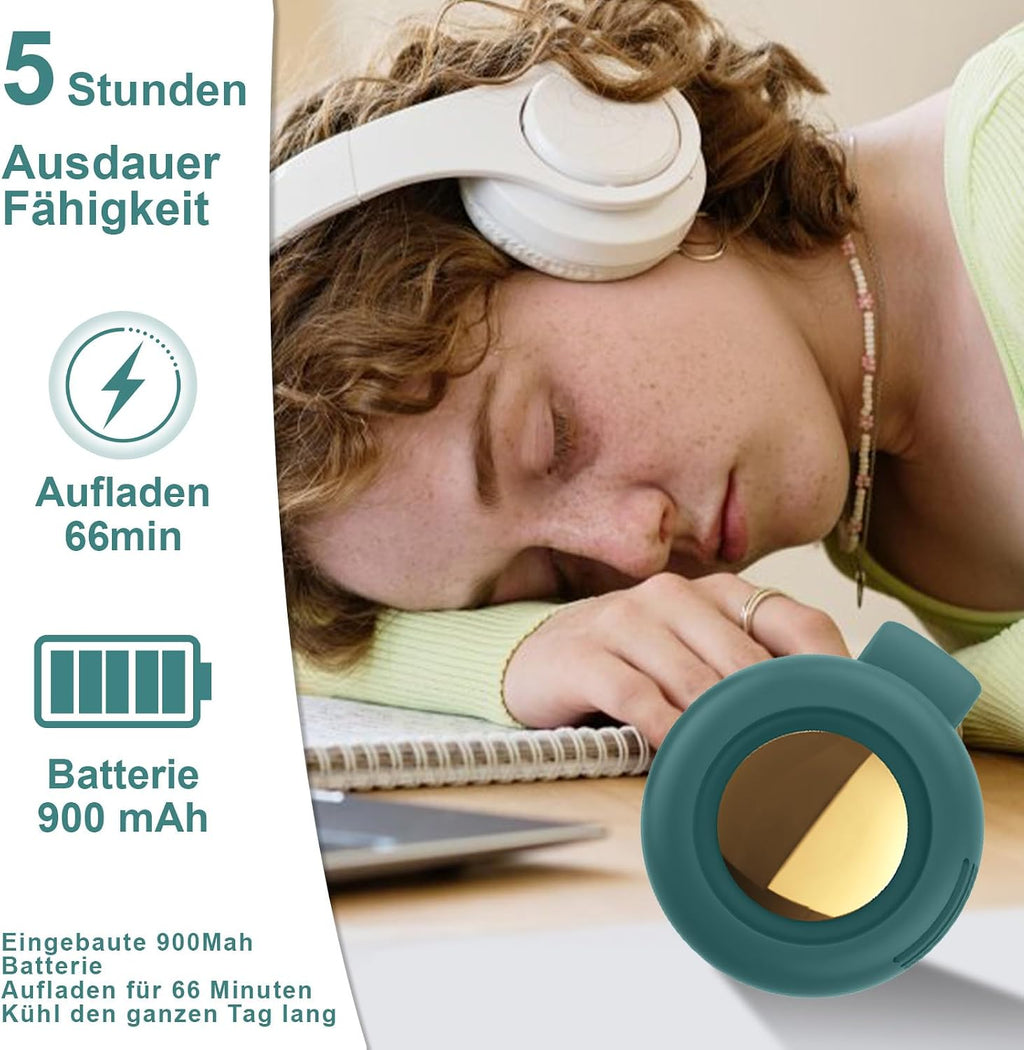 Tragbarer Clip-Ventilator USB wiederaufladbar 3 Stufen mini leise Gruen