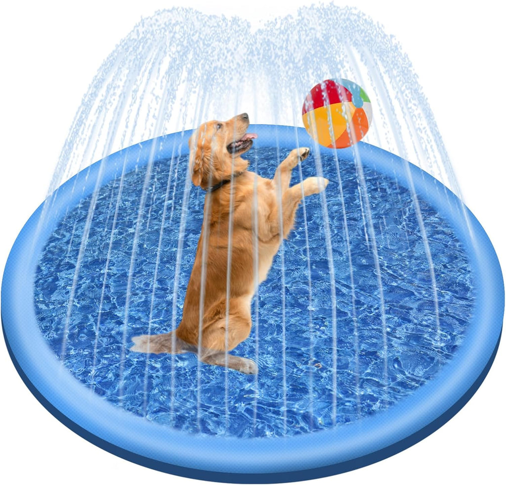 Jsdoin aufblasbarer Hundepool 100 cm blau faltbar verdickt Outdoor Sprinklermatt