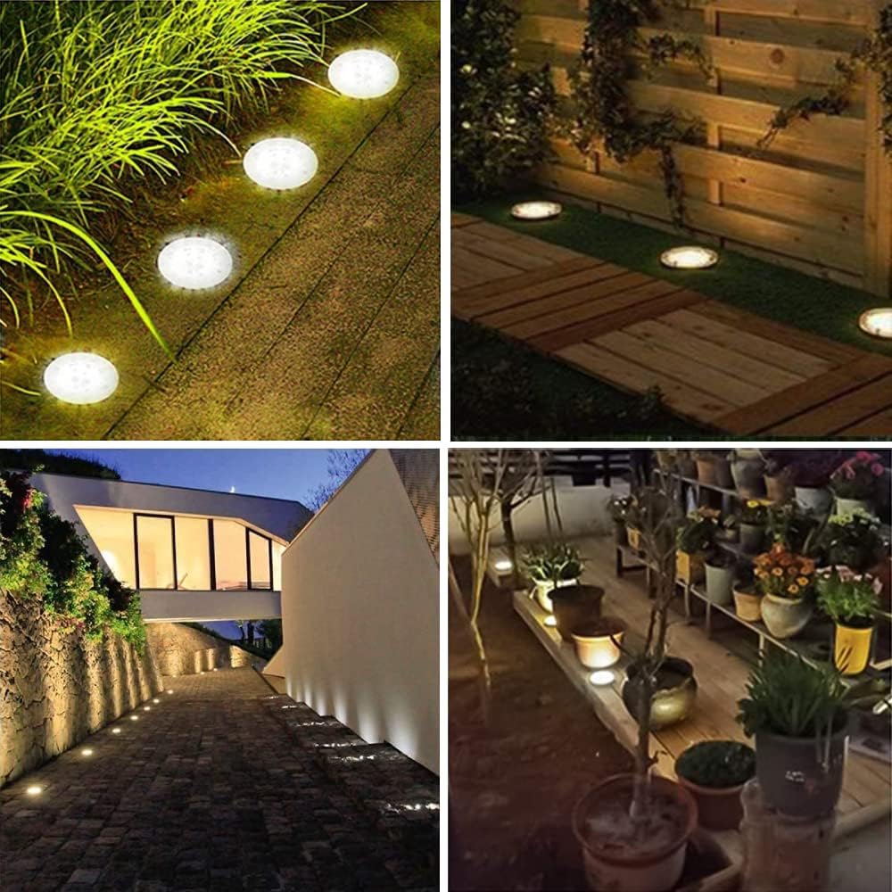 Bowfar Solar Bodenleuchten 12er Set 12 LEDs 3000K warmweiss wasserdicht