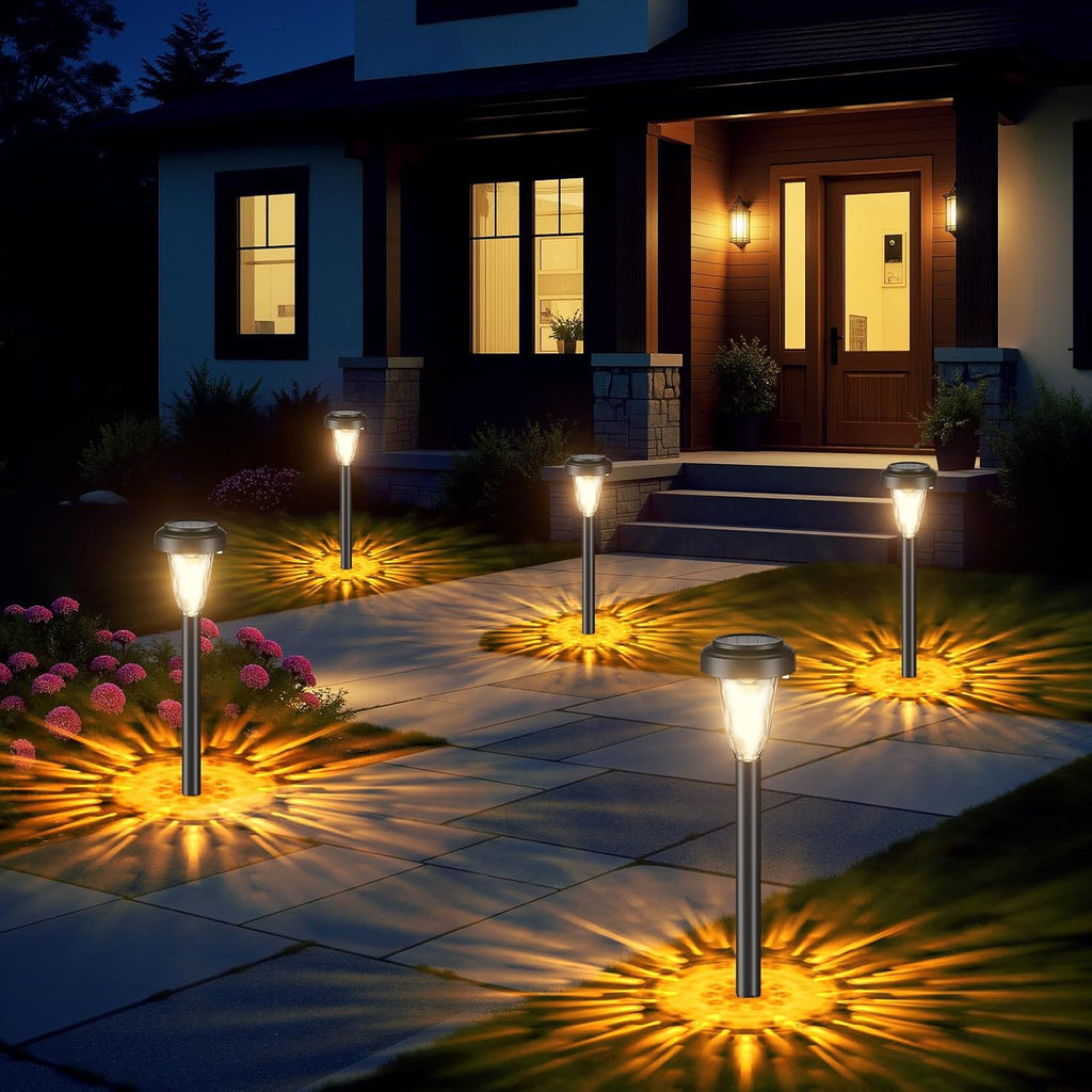 FIFlying Solar-Gartenlampen 6er Set Warmweiss 3000K IP65 LED Aussen 6cm