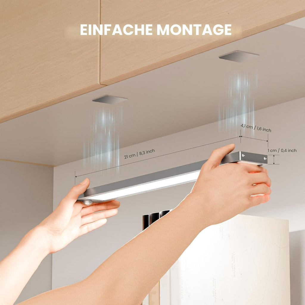 LED Schrankbeleuchtung 2er Set mit Bewegungsmelder 21cm-50cm Unterbauleuchte