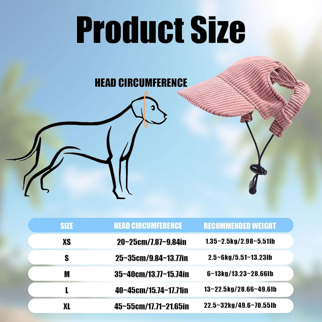 Hunde Sonnenhut mit Ohrloechern verstellbar Khaki Groesse XS-XL