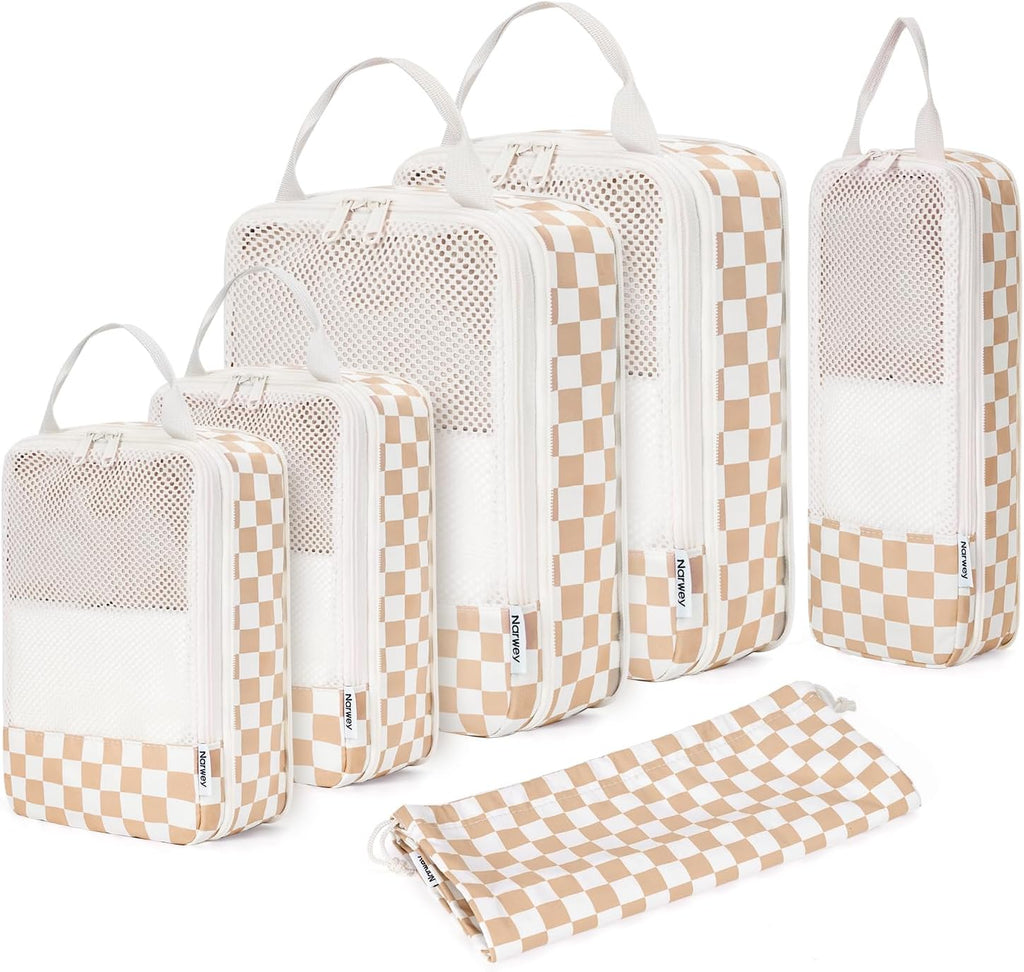 6-teiliges Packwuerfel Set Kompressions Organizer Koffer Reise Taschen