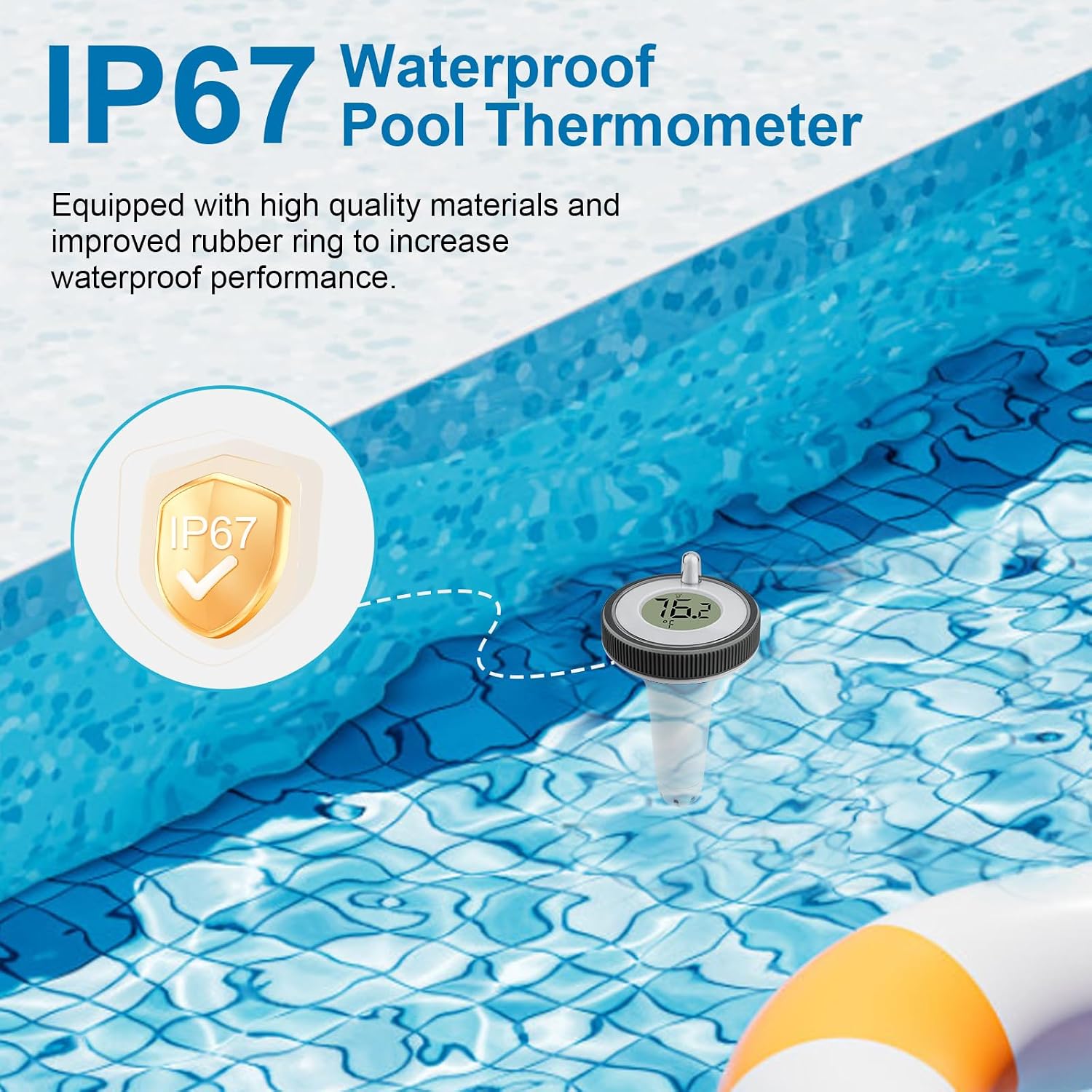 Funk Poolthermometer schwimmend IP67 digitales Wasserthermometer Innen/Aussen