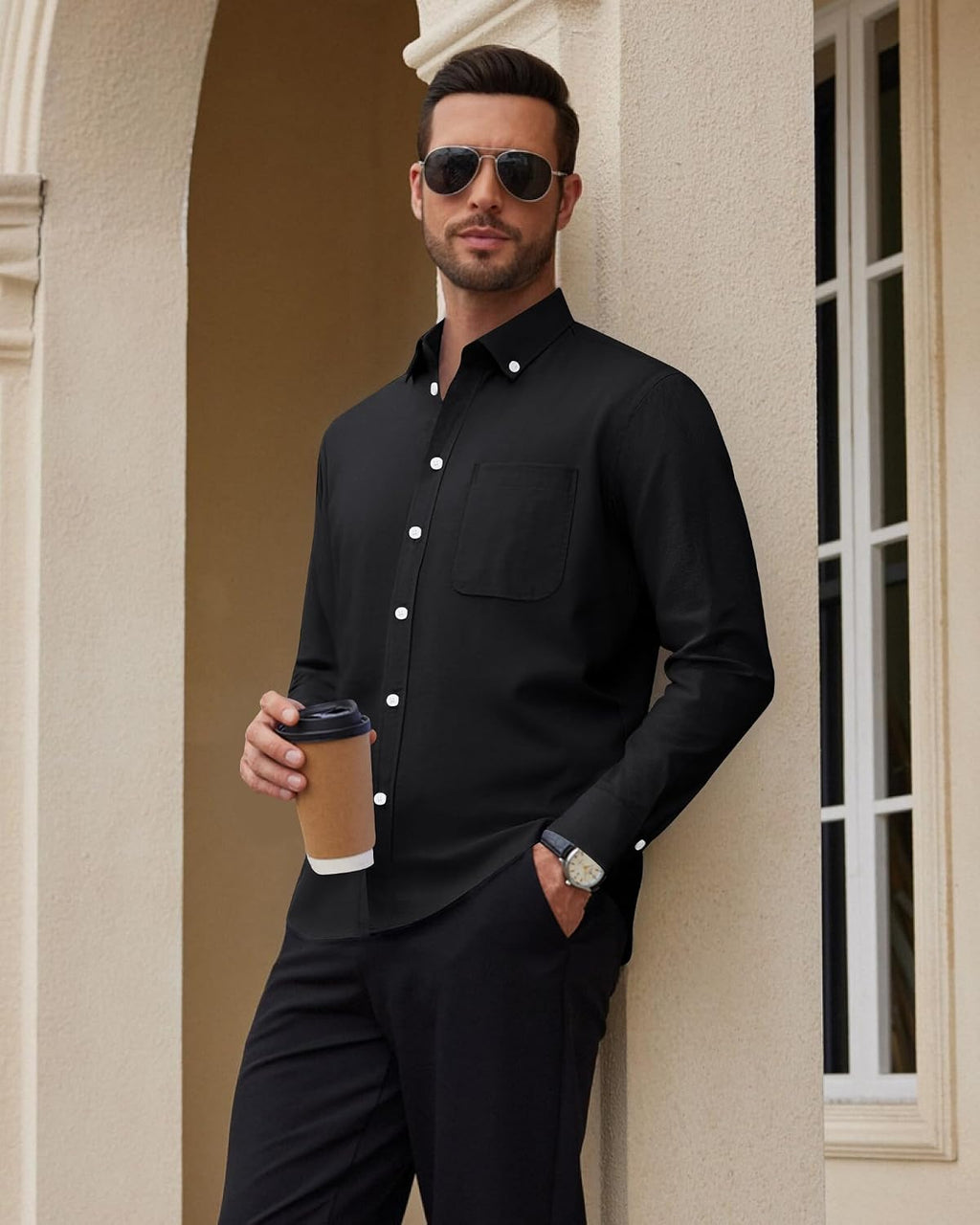Siliteelon Herren Oxford Hemd Langarm 100% Baumwolle buegelfrei S-5XL
