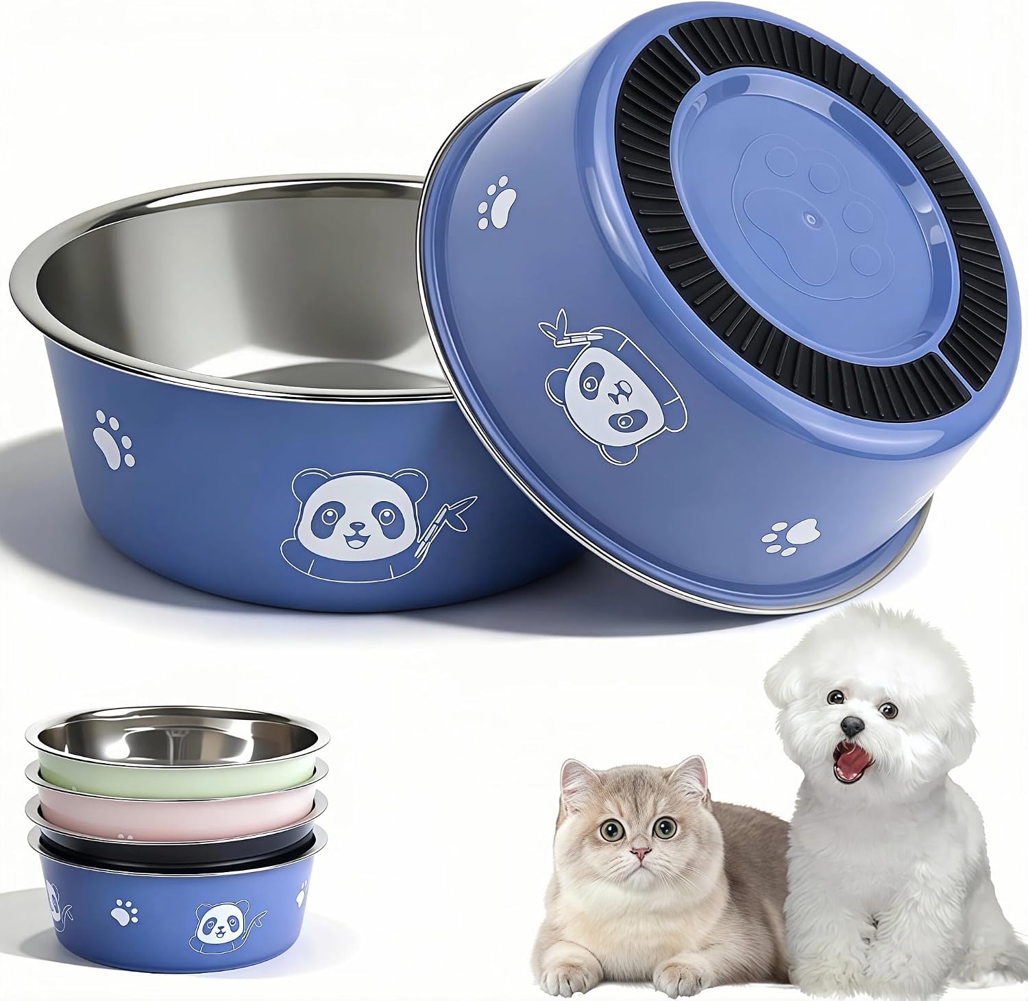4x Katzennapf Edelstahl 14 cm Futternapf Set Rutschfest Katze Hund