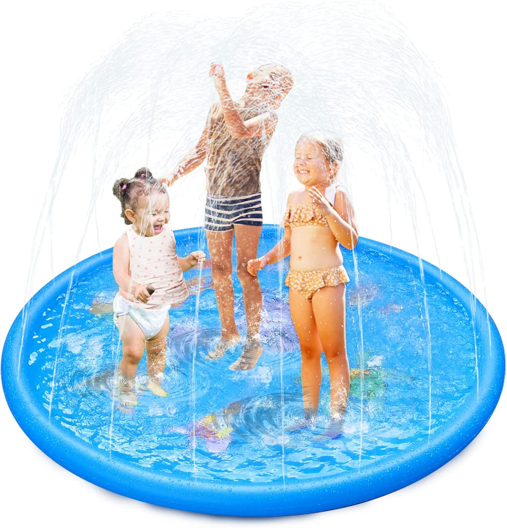 Anpro 170 cm Splash Pad Wasserspielmatte mit 15 Anti-Rutsch-Streifen