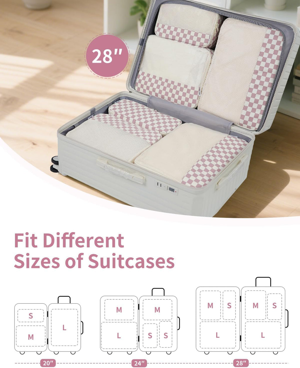 7-teiliges Koffer Organizer Set Packing Cubes Reise-Packtaschen