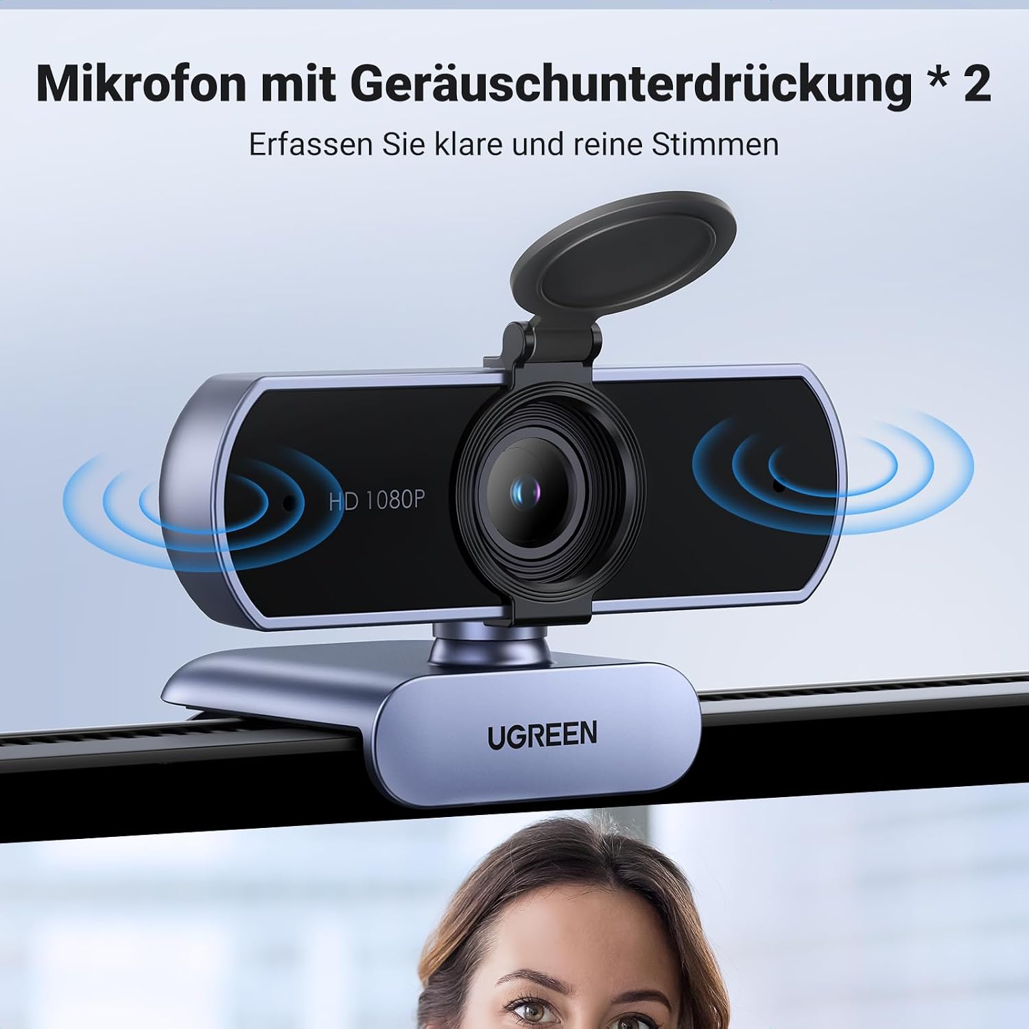 UGREEN Webcam 1080p Full HD USB mit Mikrofon 90° Sichtfeld