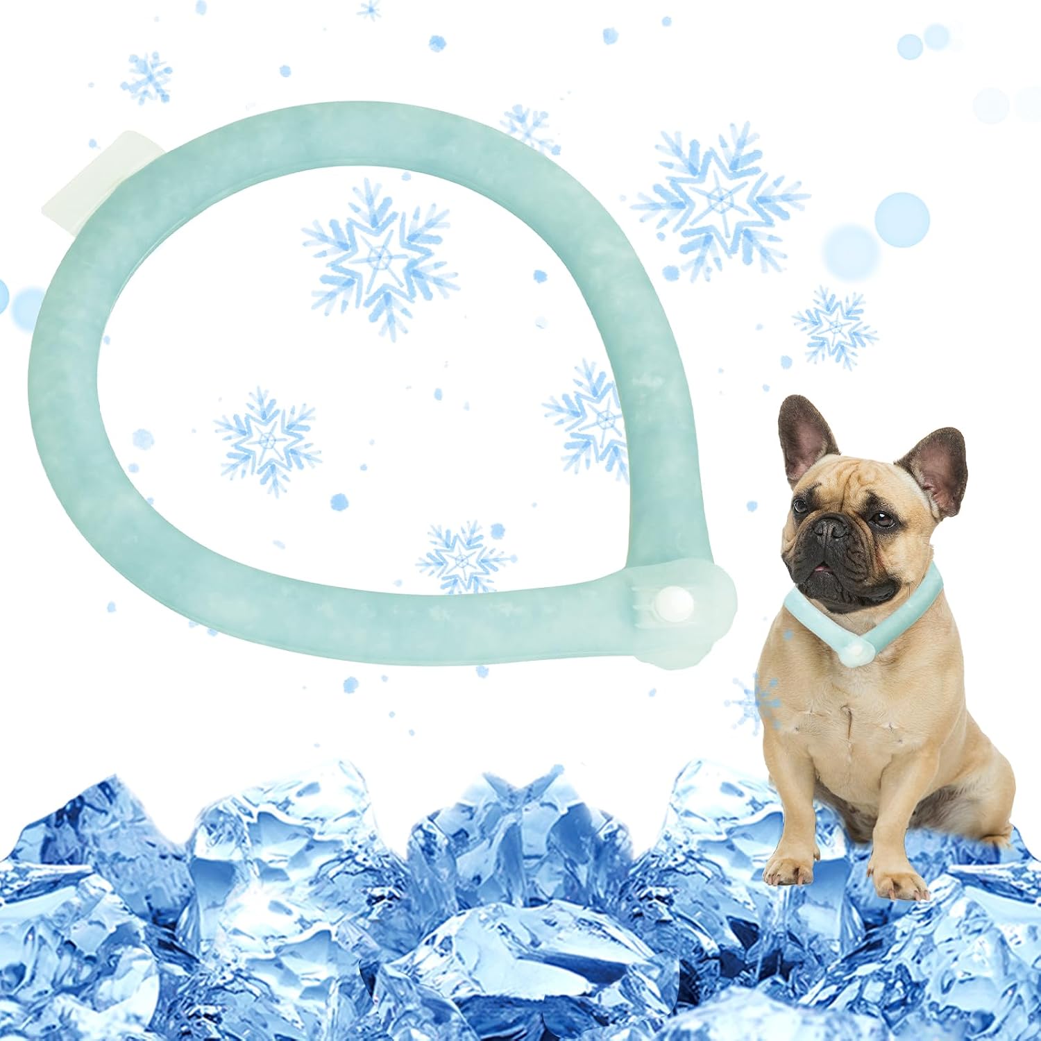 DEWEL Kuehlhalsband fuer Hunde bis 47 cm 360° Nackenkuehlschlauch Gruen