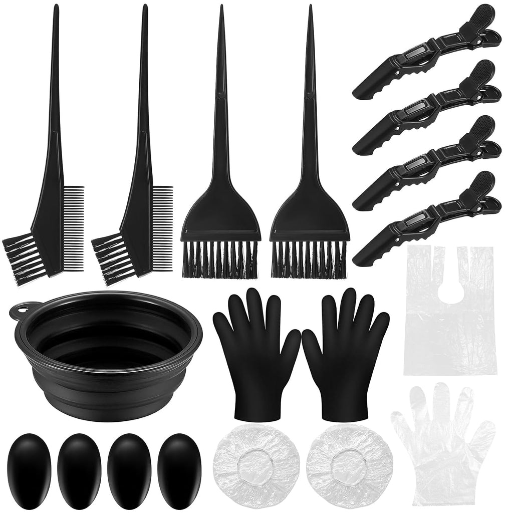 Haarfaerbe Set 9-teilig mit Pinsel Kamm Schale Handschuhe Buerste
