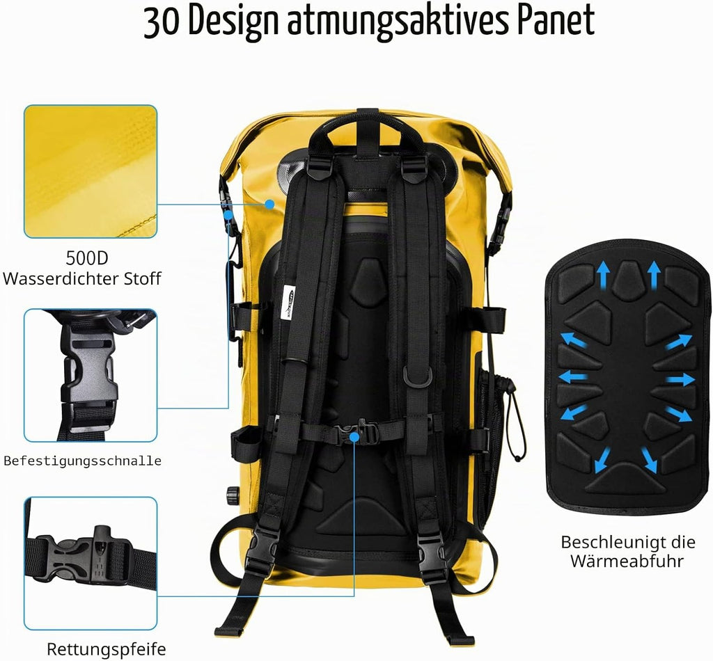 wasserdichter Drybag Rucksack mit Rollverschluss Unisex Gelb