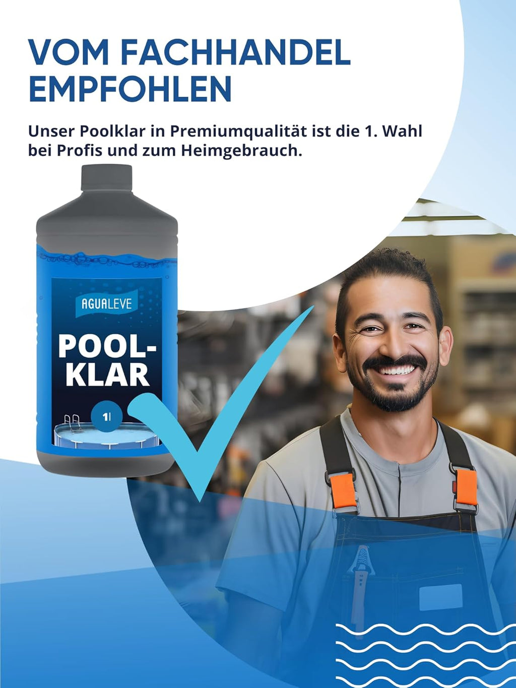AGUALEVE Poolklar Kristallklar Formel fuer klares Poolwasser Made in Germany
