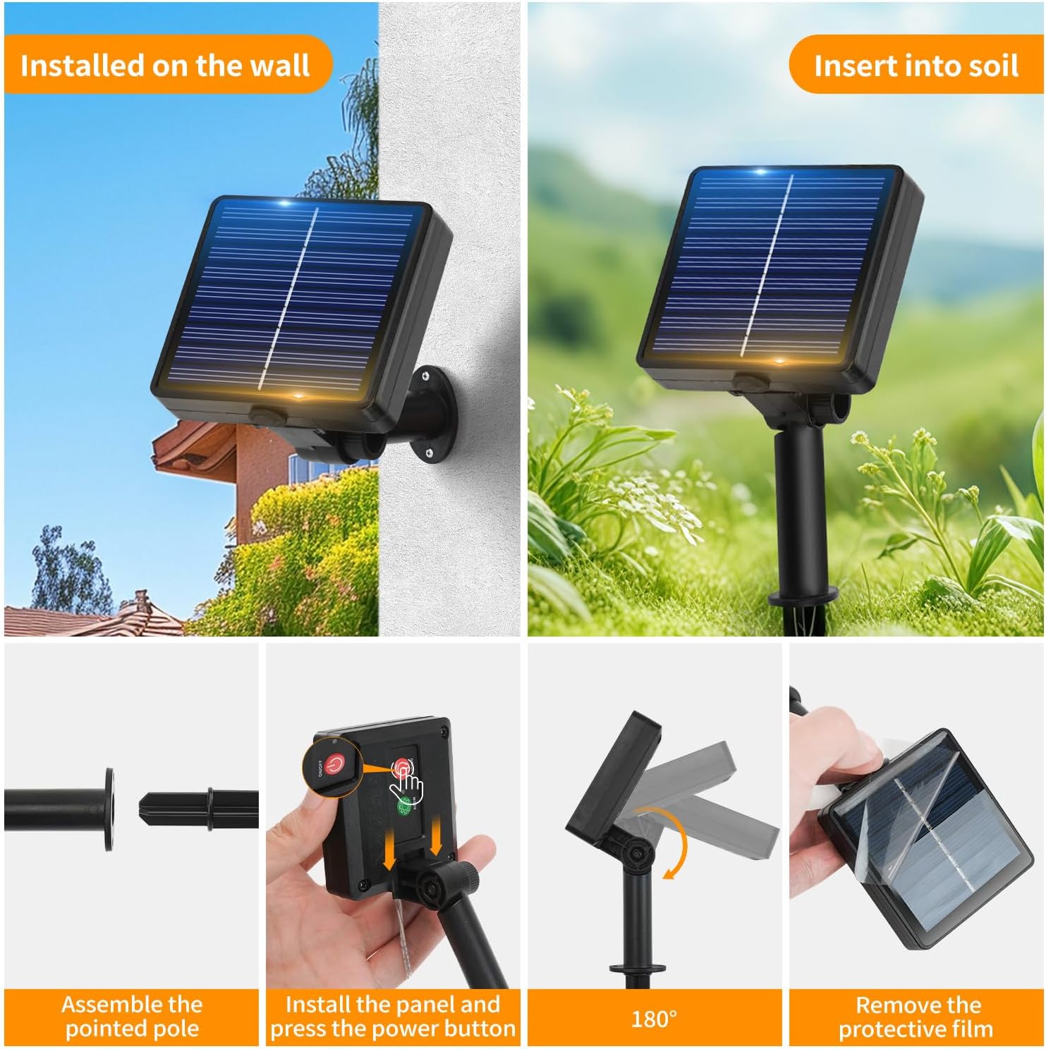Hoteril Solar Lichterkette Aussen 3×17m 150 LED Kupferdraht IP65 8 Modi