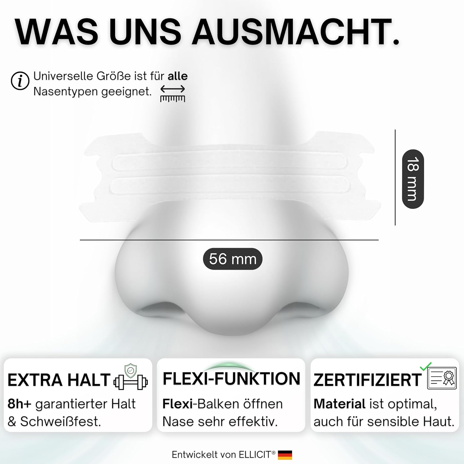 Ellicit Nasenpflaster transparent 30 Stk Nasenstrips gegen Schnarchen
