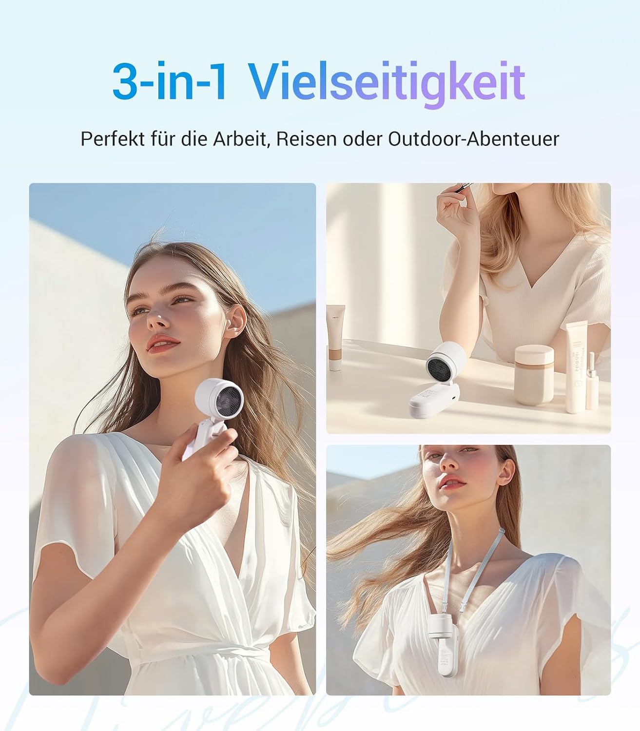 Diveblues iTurbo Handventilator 3-in-1 Hand Hals Tisch 5 Stufen LED Akku