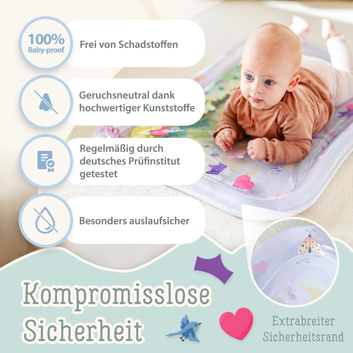 Freudeskind TummyTime XXL Wassermatte Baby Wasserspielmatte BPA-frei phthalatfre