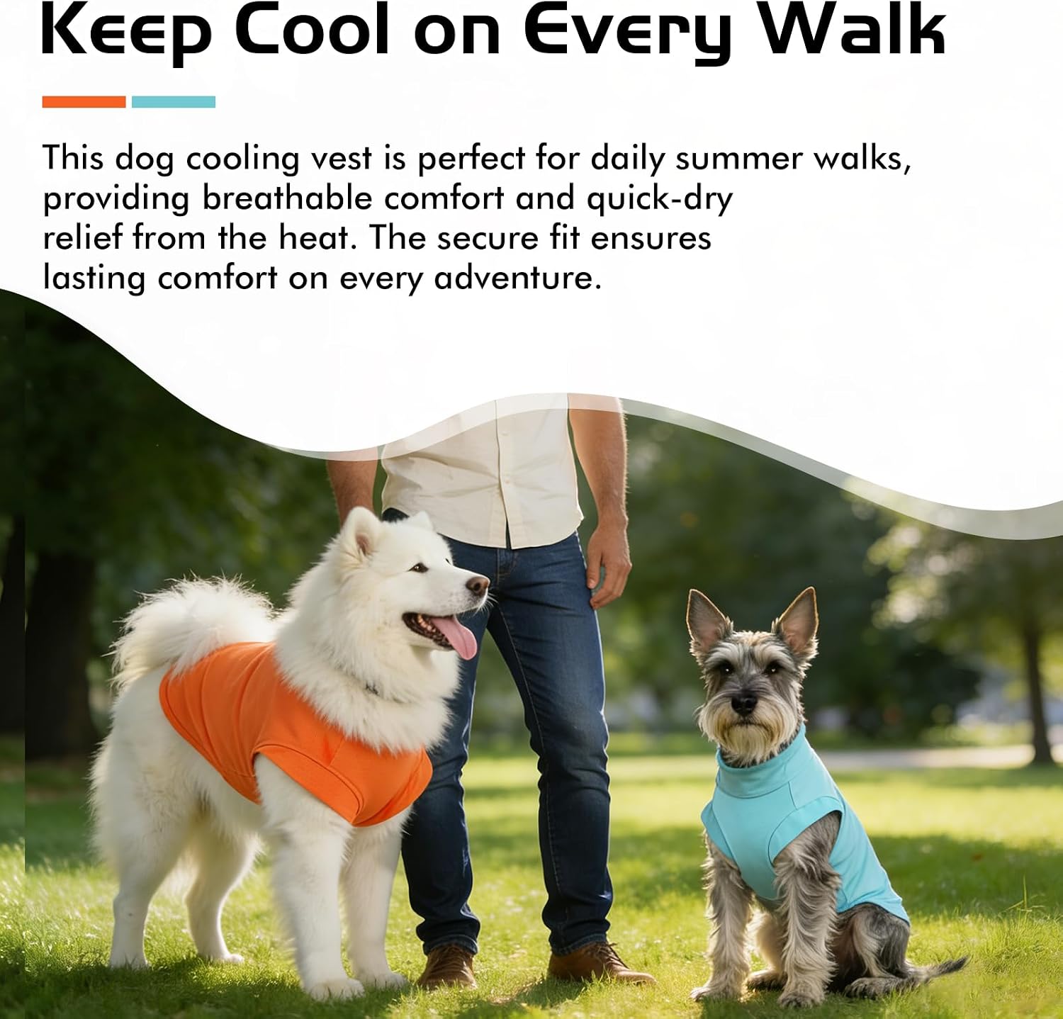 Hundekuehlweste 2er-Pack Orange Blau mit Stehkragen und dehnbarem Bauchgurt