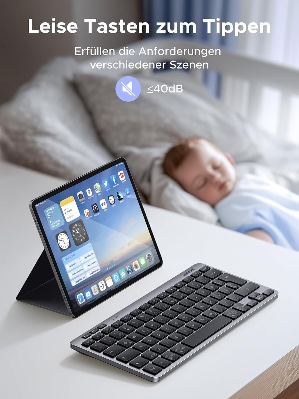 UGREEN kabellose Bluetooth Tastatur QWERTZ BT5.3 2,4 GHz leise Mini