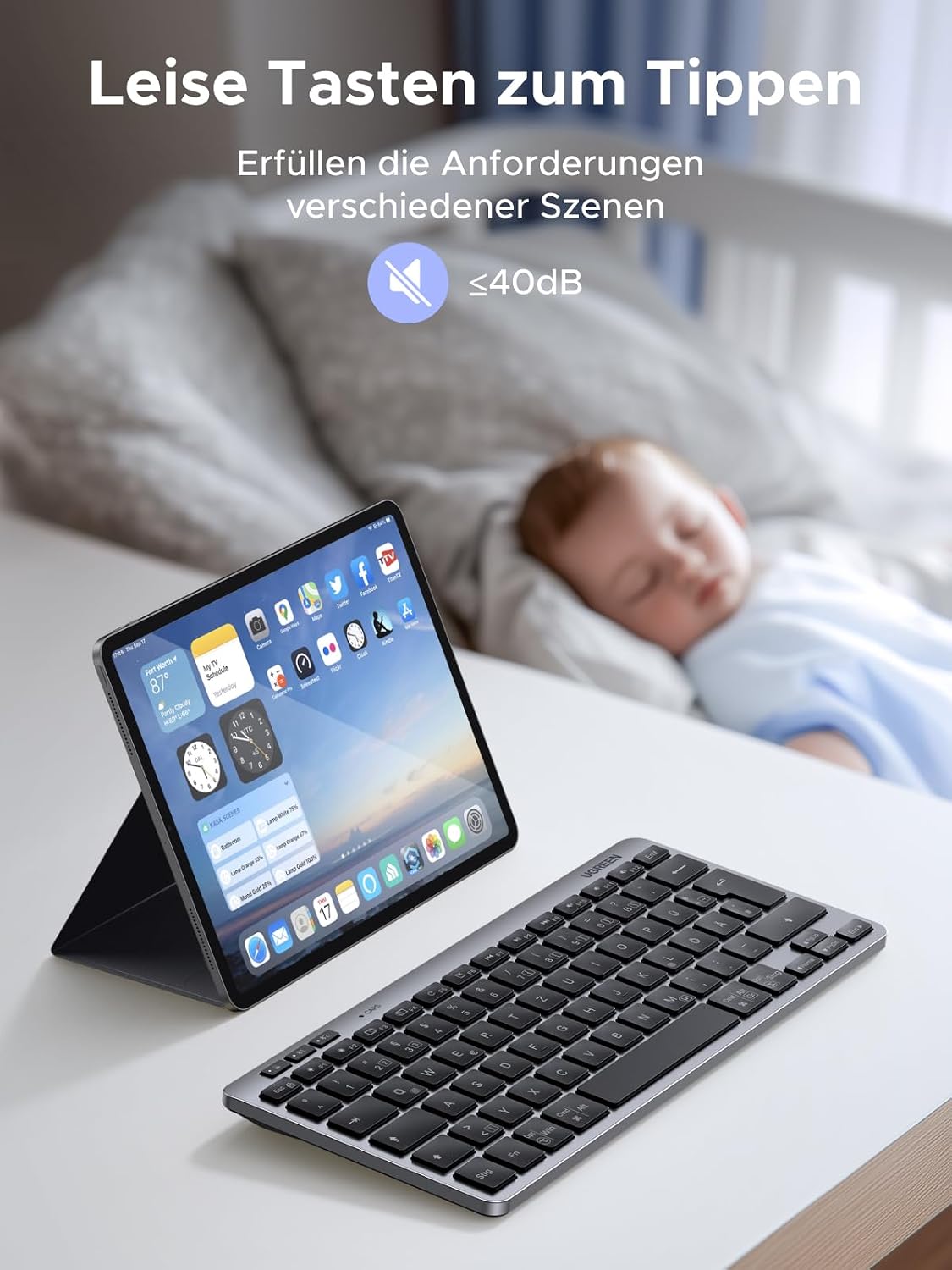 UGREEN kabellose Bluetooth Tastatur QWERTZ BT5.3 2,4 GHz leise Mini