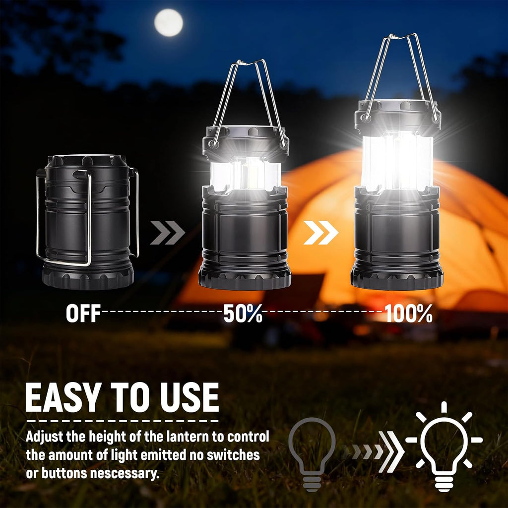 2er Set faltbare LED Campinglampe wasserdicht mit Haken, batteriebetrieben AAA