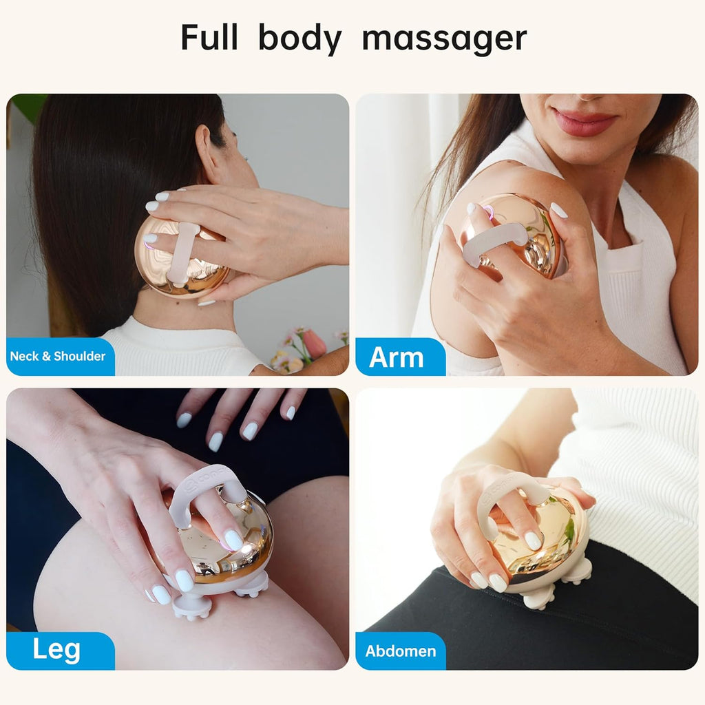 COMFIER Kopfmassagegeraet elektrisch IPX7 wasserdicht 8 Koepfe gold