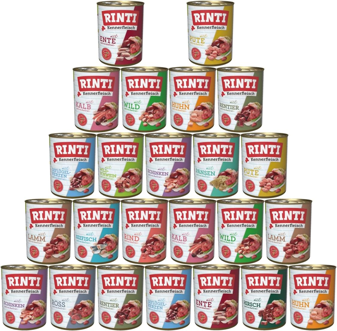 Rinti Kennerfleisch Mixpaket Hundenassfutter getreidefrei mit 70% Fleisch