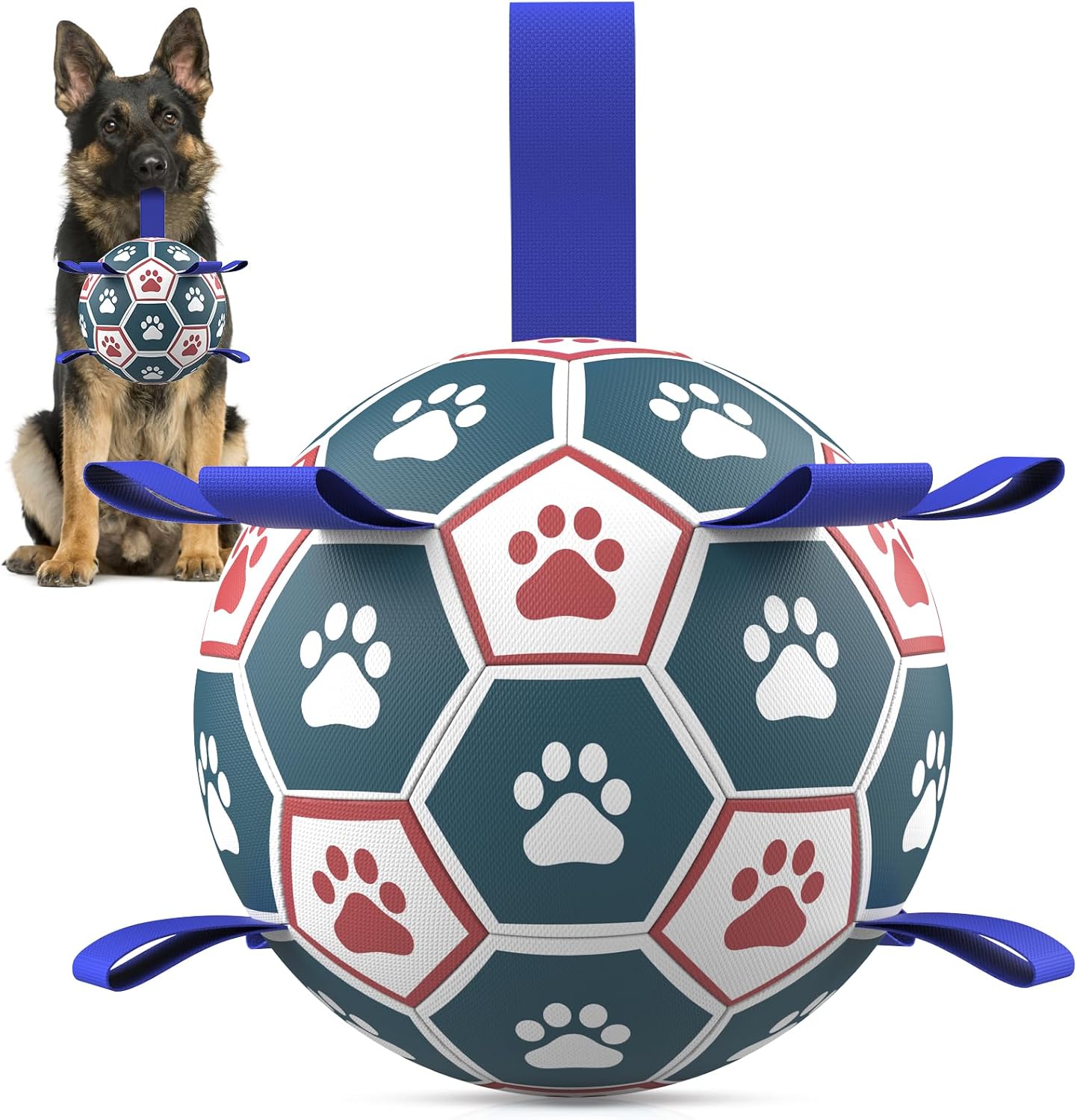 HETOO Hundeball 6" mit Griff fuer mittlere und grosse Hunde M-L lila/blau