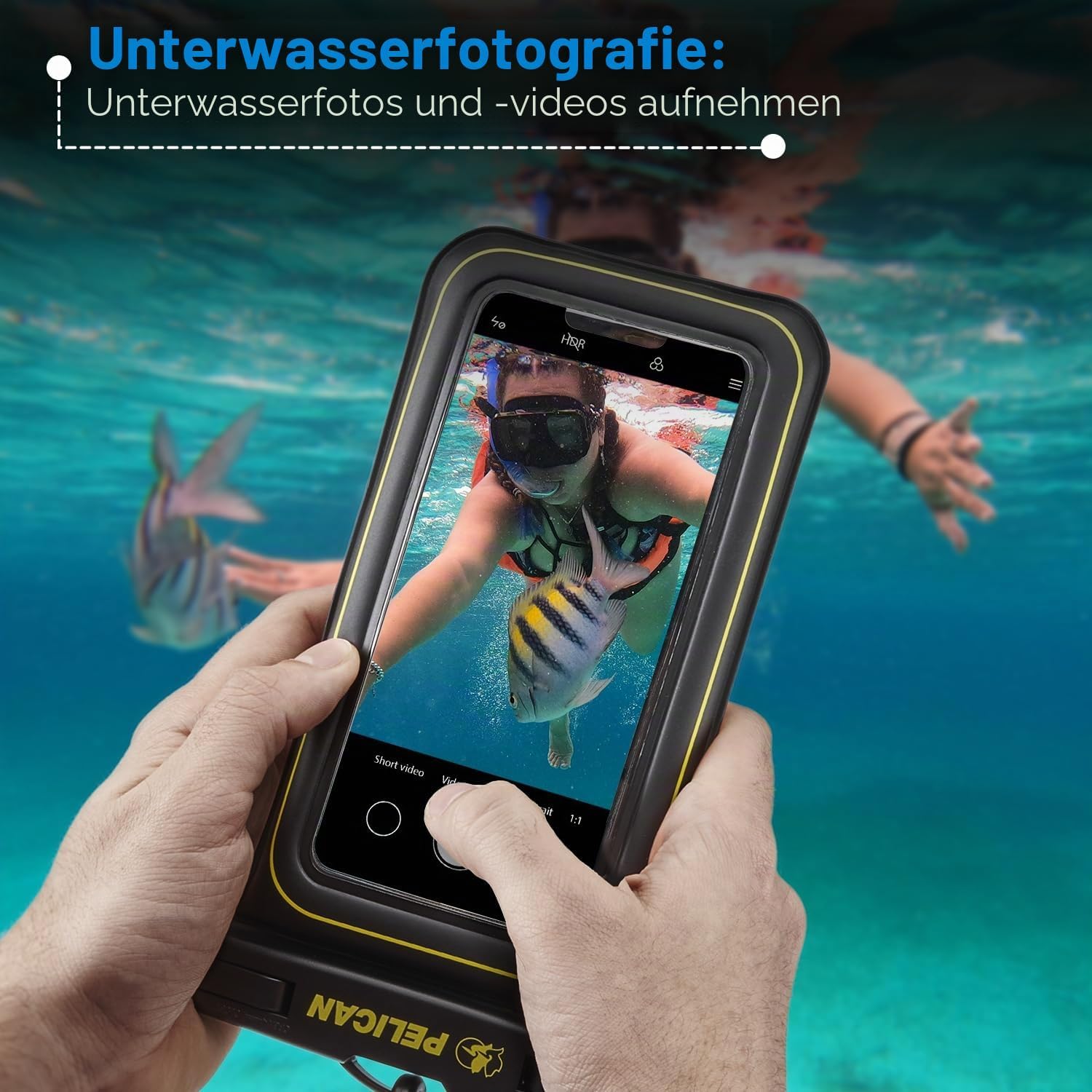 Pelican wasserdichte Handyhuelle IP68 schwimmend fuer iPhone 15/14/13 Pro Max