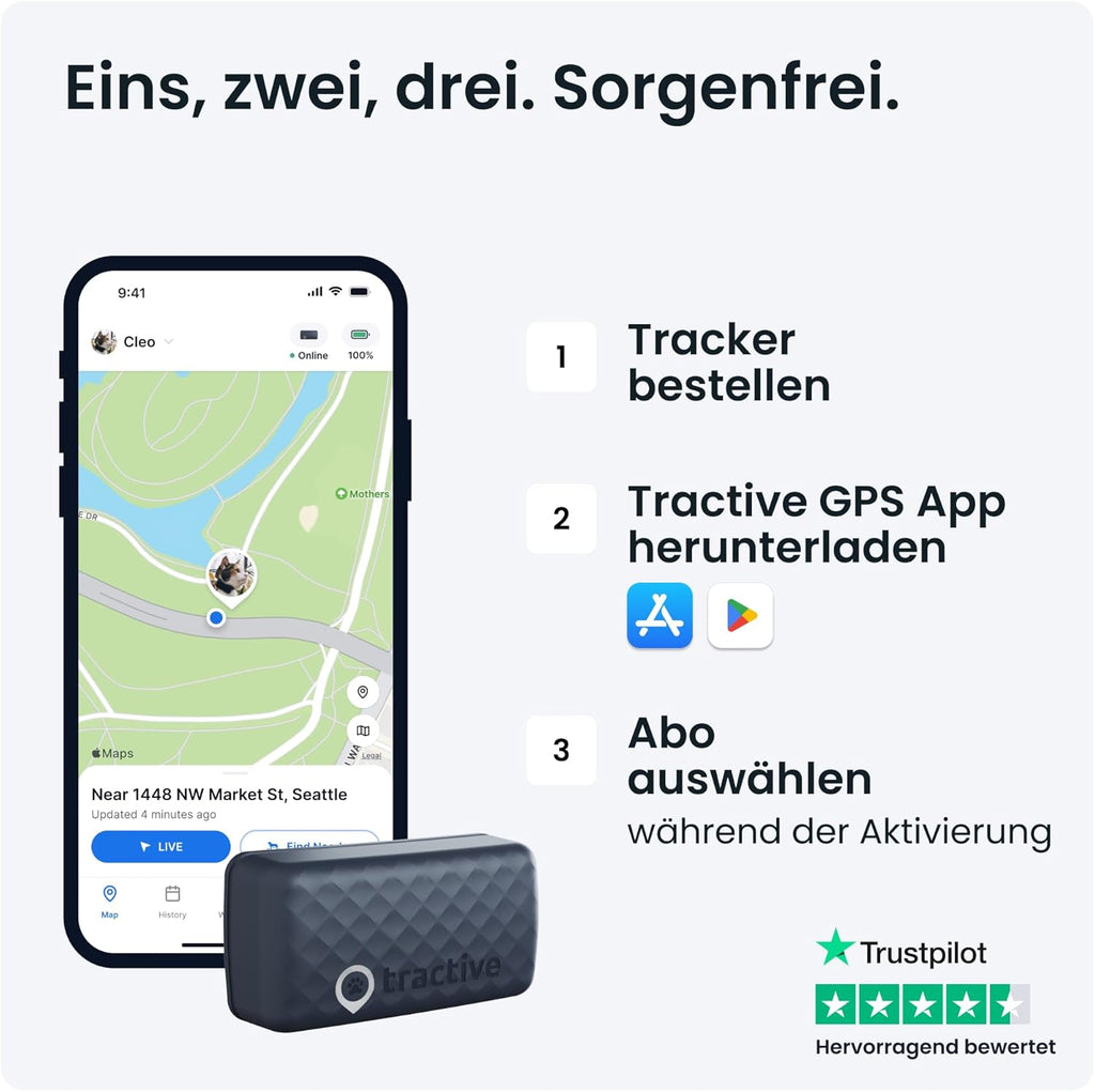 Tractive CAT Mini GPS Tracker Katzen Halsband Braun mit Live-Ortung
