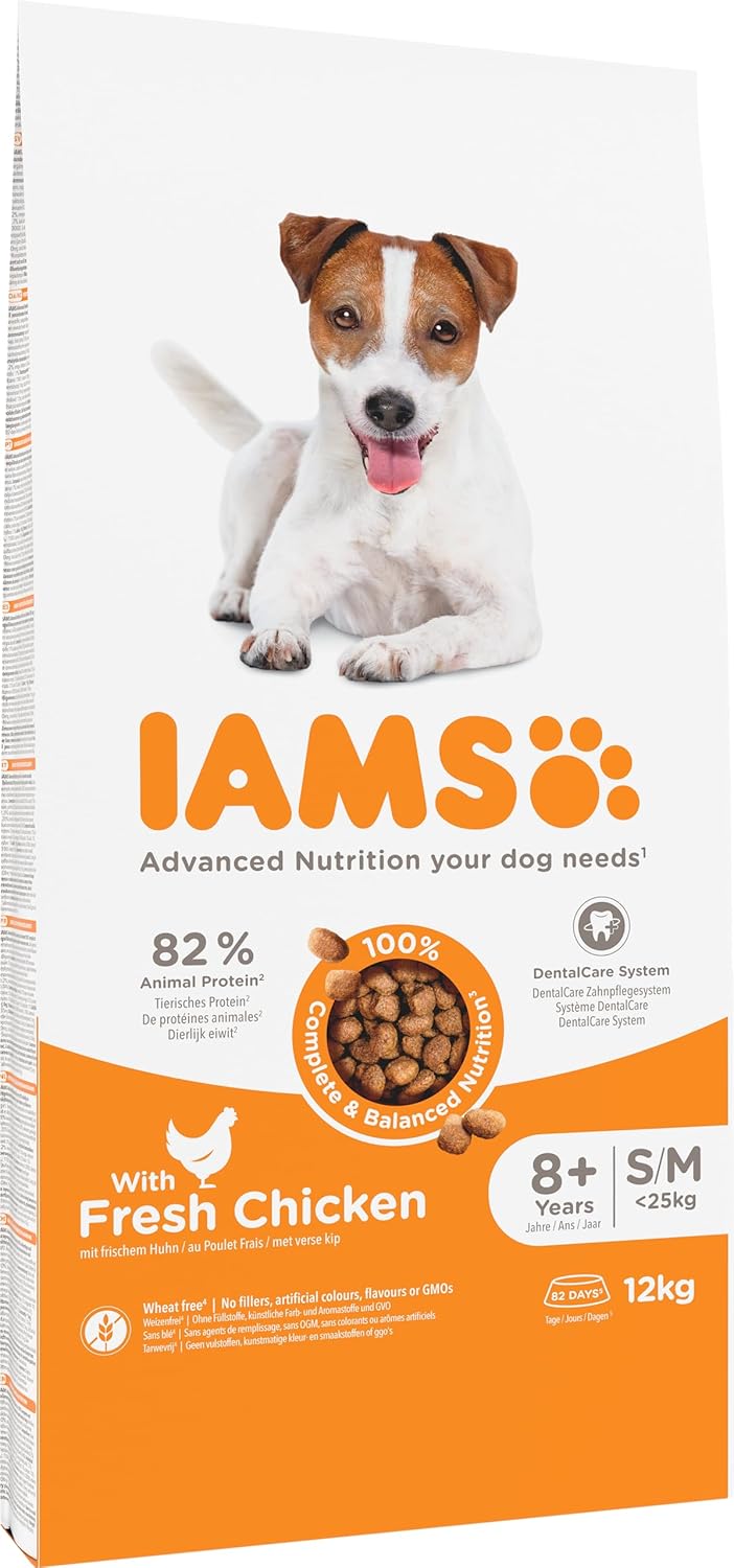 IAMS Senior Trockenfutter Huhn fuer Hunde ab 8 Jahre, kleine/medium